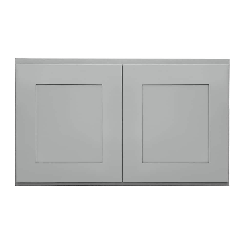slide 1 of 6, RELIABILT Overlake 30-in W x 18-in H x 12-in D Gray Wall Ready to assemble (RTA) Plywood Cabinet Recessed Panel Shaker, 1 ct