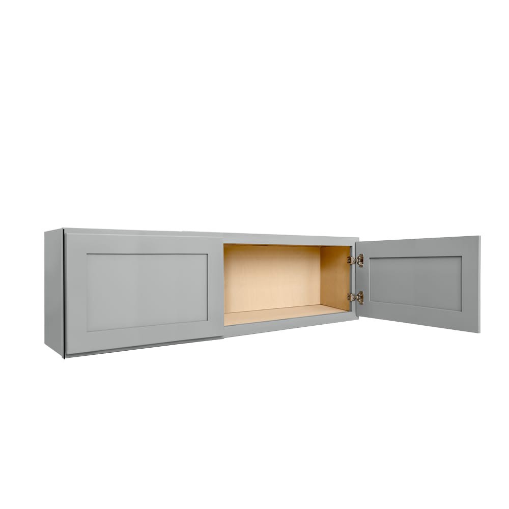 slide 6 of 6, RELIABILT Overlake 30-in W x 12-in H x 12-in D Gray Wall Ready to assemble (RTA) Plywood Cabinet Recessed Panel Shaker, 1 ct
