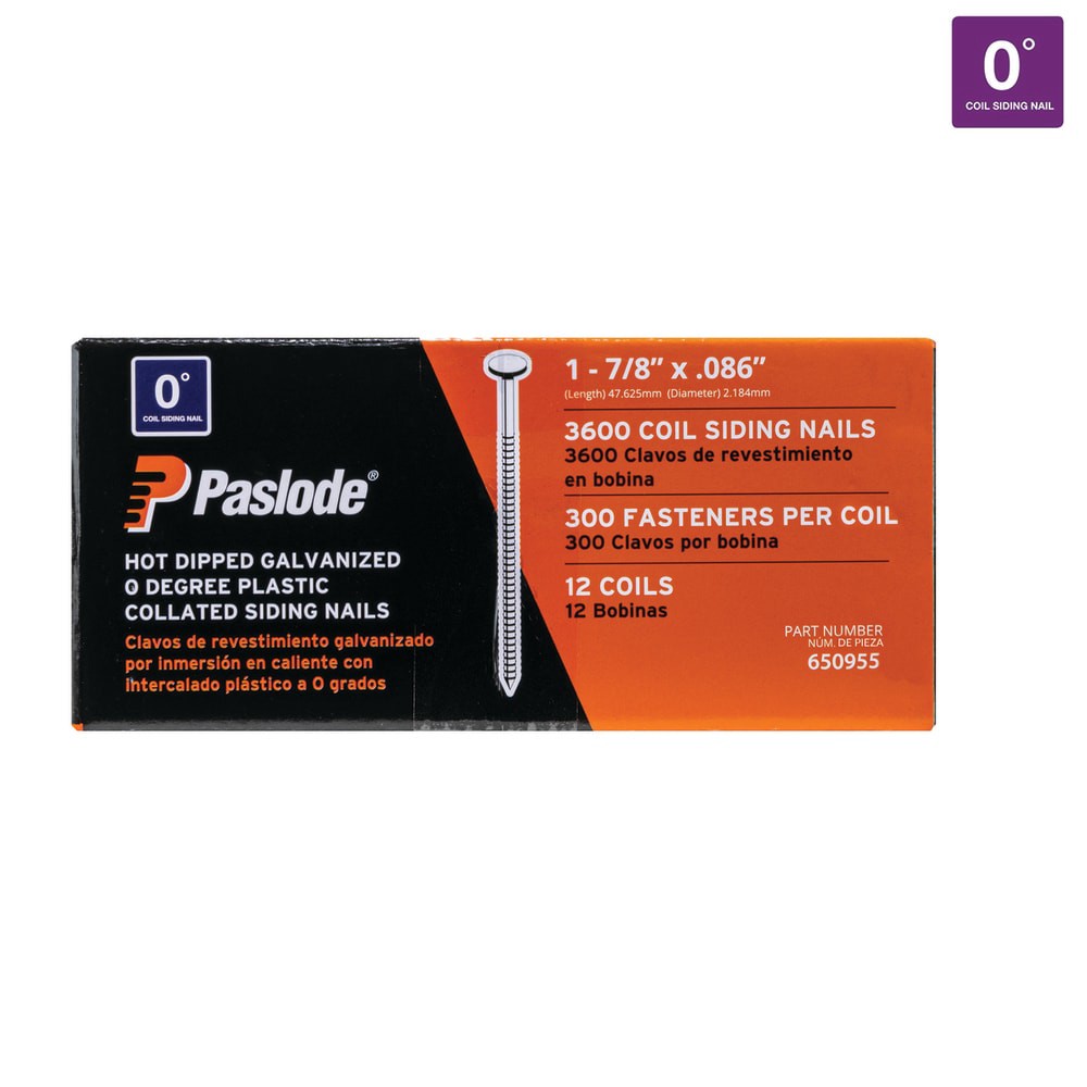 slide 3 of 5, Paslode 1-7/8-in Hot-dipped galvanized Ring Shank Plastic Collated Siding Nails 3600 -Per Box, 1 ct