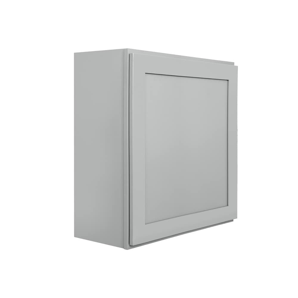 slide 1 of 6, RELIABILT Overlake 24-in W x 30-in H x 12-in D Gray Wall Ready to assemble (RTA) Plywood Cabinet Recessed Panel Shaker, 1 ct