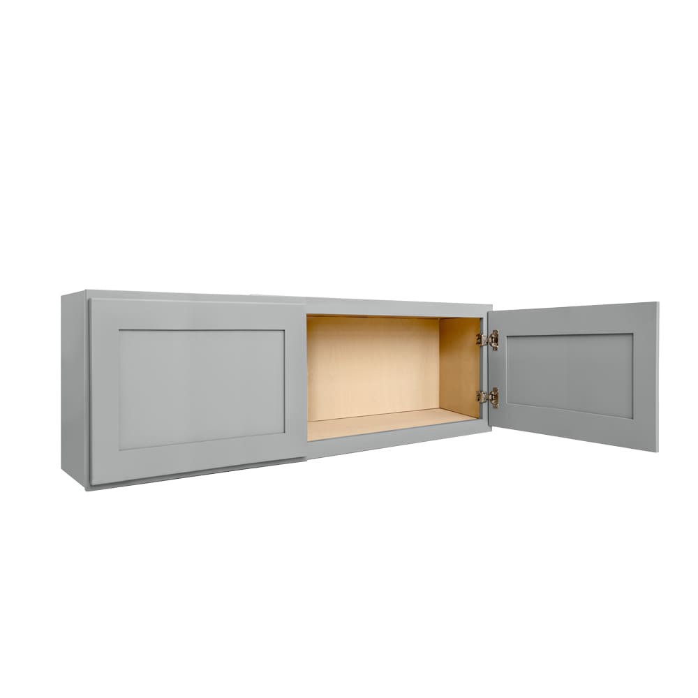 slide 6 of 6, RELIABILT Overlake 36-in W x 18-in H x 12-in D Gray Wall Ready to assemble (RTA) Plywood Cabinet Recessed Panel Shaker, 1 ct