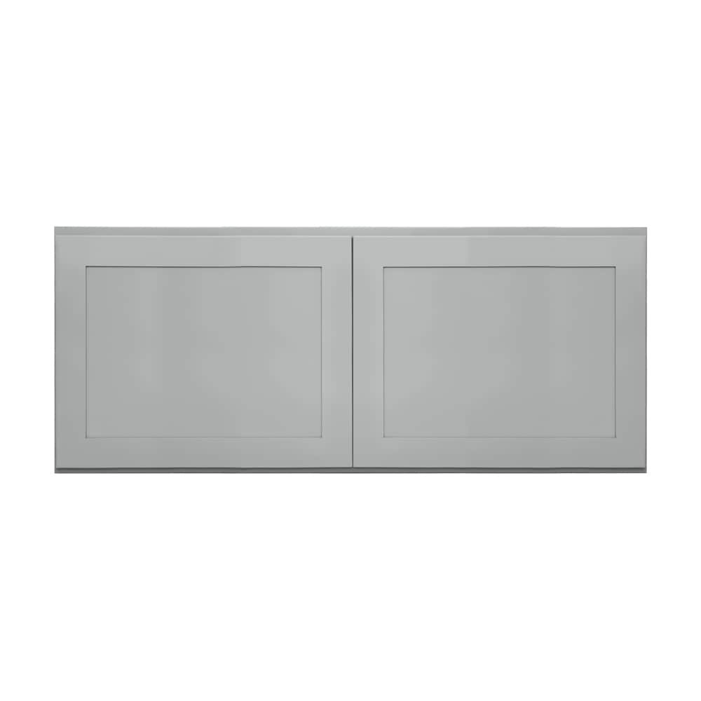 slide 1 of 6, RELIABILT Overlake 36-in W x 18-in H x 12-in D Gray Wall Ready to assemble (RTA) Plywood Cabinet Recessed Panel Shaker, 1 ct