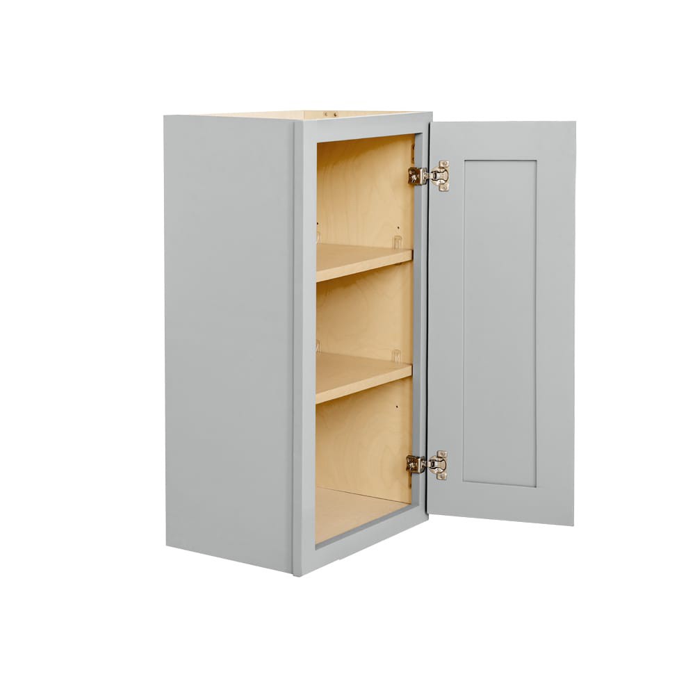 slide 6 of 6, RELIABILT Overlake 12-in W x 30-in H x 12-in D Gray Wall Ready to assemble (RTA) Plywood Cabinet Recessed Panel Shaker, 1 ct