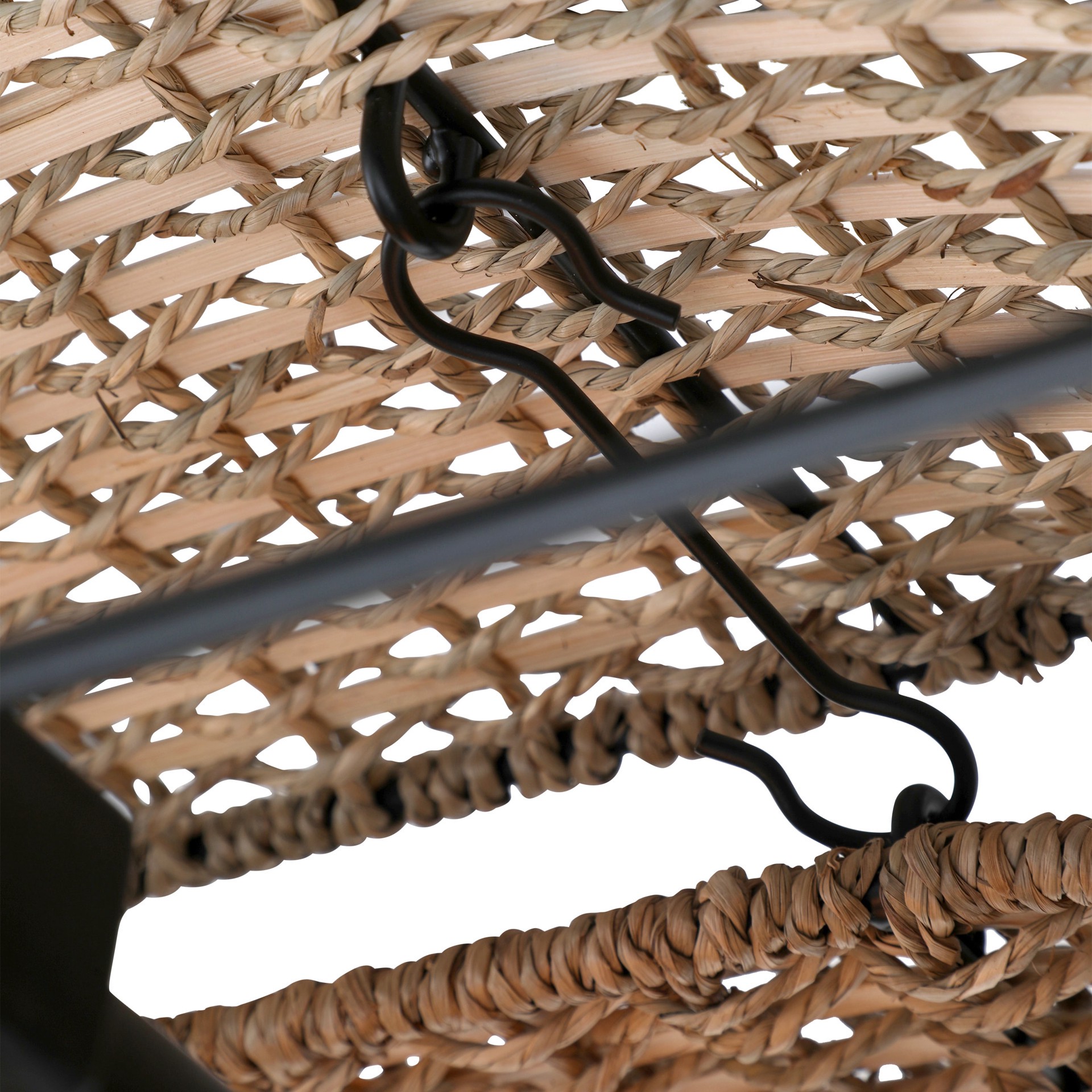 slide 6 of 6, allen + roth Adara 4 -Light Matte Black Canopy With Natural Rattan Shade Farmhouse Linear Large Hanging Pendant light, 1 ct