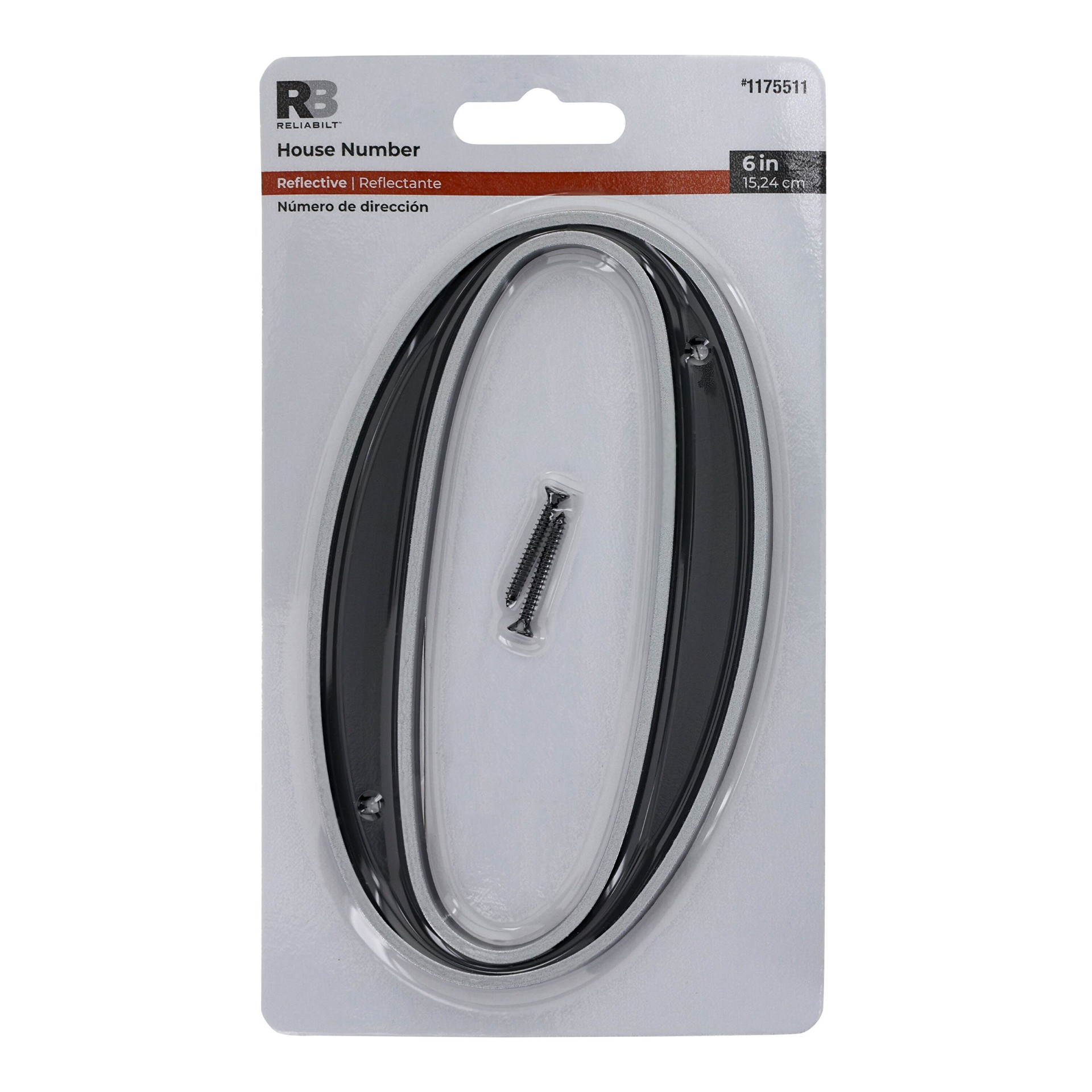 RELIABILT 6-in Reflective Black Number Zero 1 ct | shipt