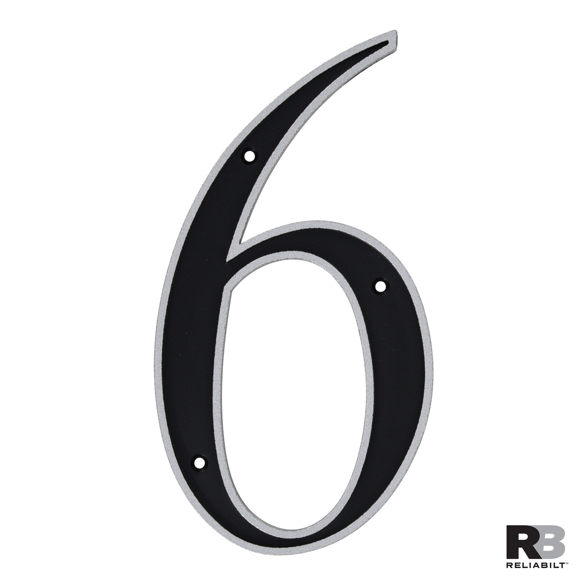 slide 3 of 6, RELIABILT 6-in Reflective Black Number 6, 1 ct