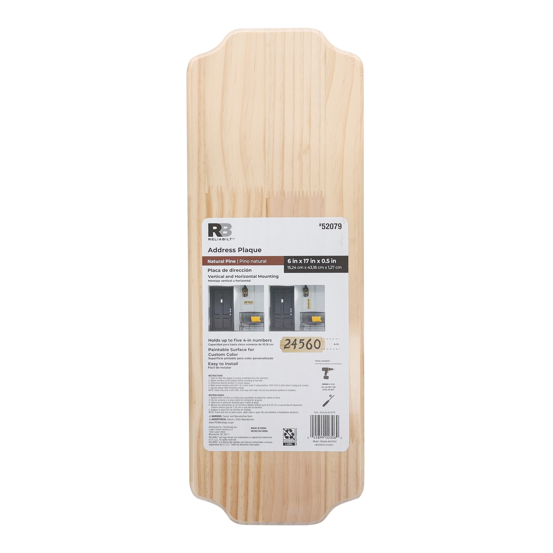 slide 1 of 6, RELIABILT 6-in H x 17-in W Brown Wood Address plaque, 1 ct