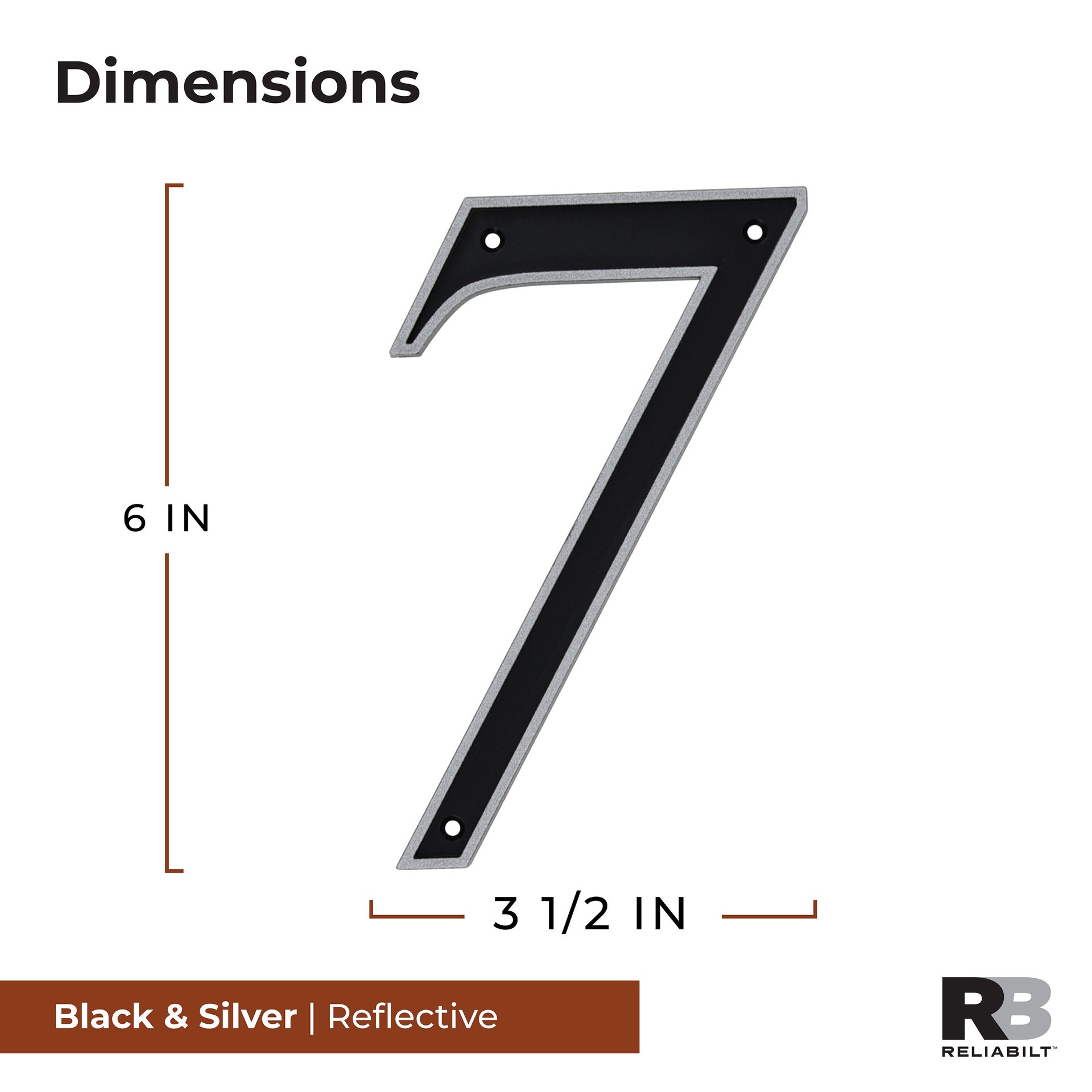 slide 2 of 6, RELIABILT 6-in Reflective Black Number 7, 1 ct