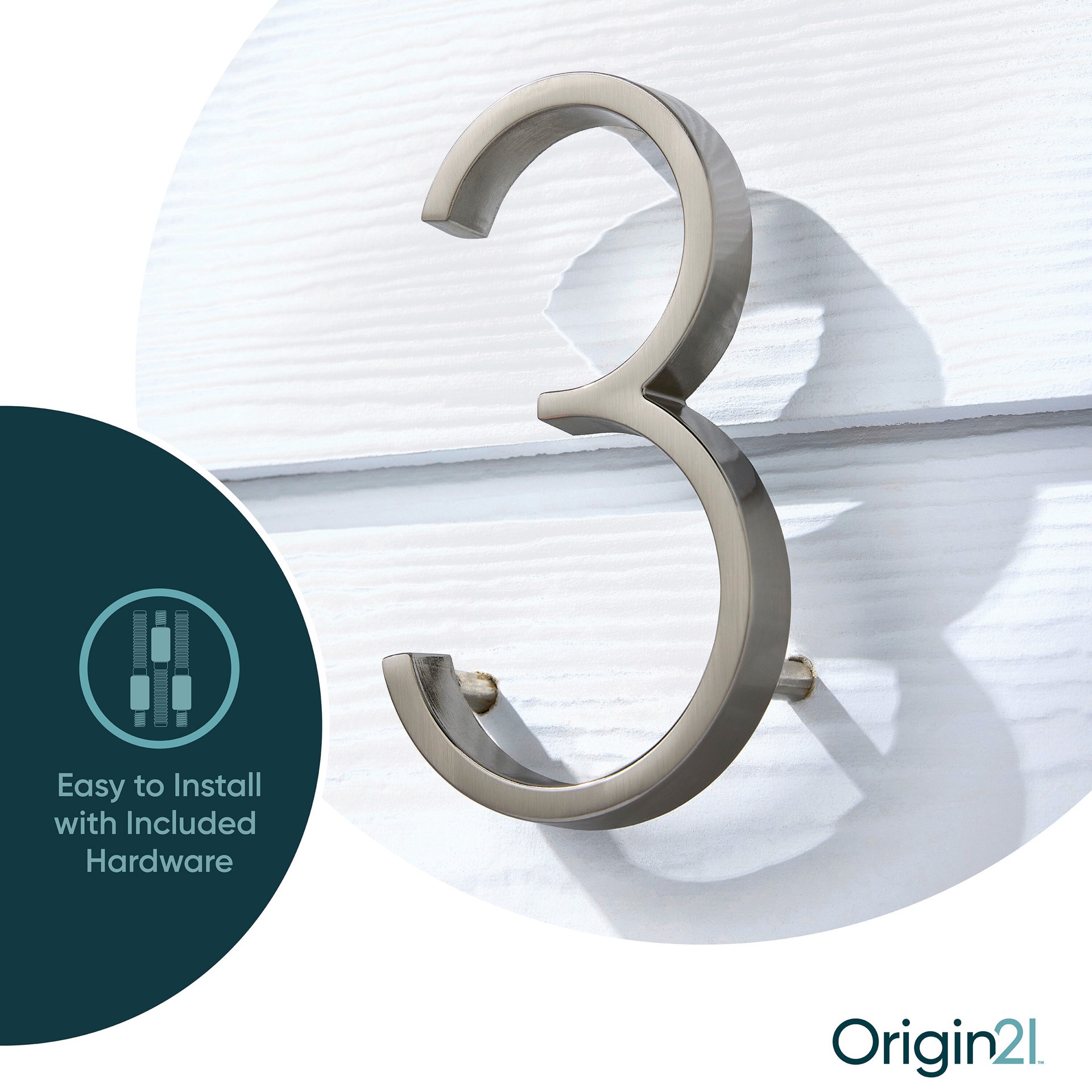 slide 4 of 6, Origin 21 Axel Park 5-in Satin Nickel Number 3, 1 ct