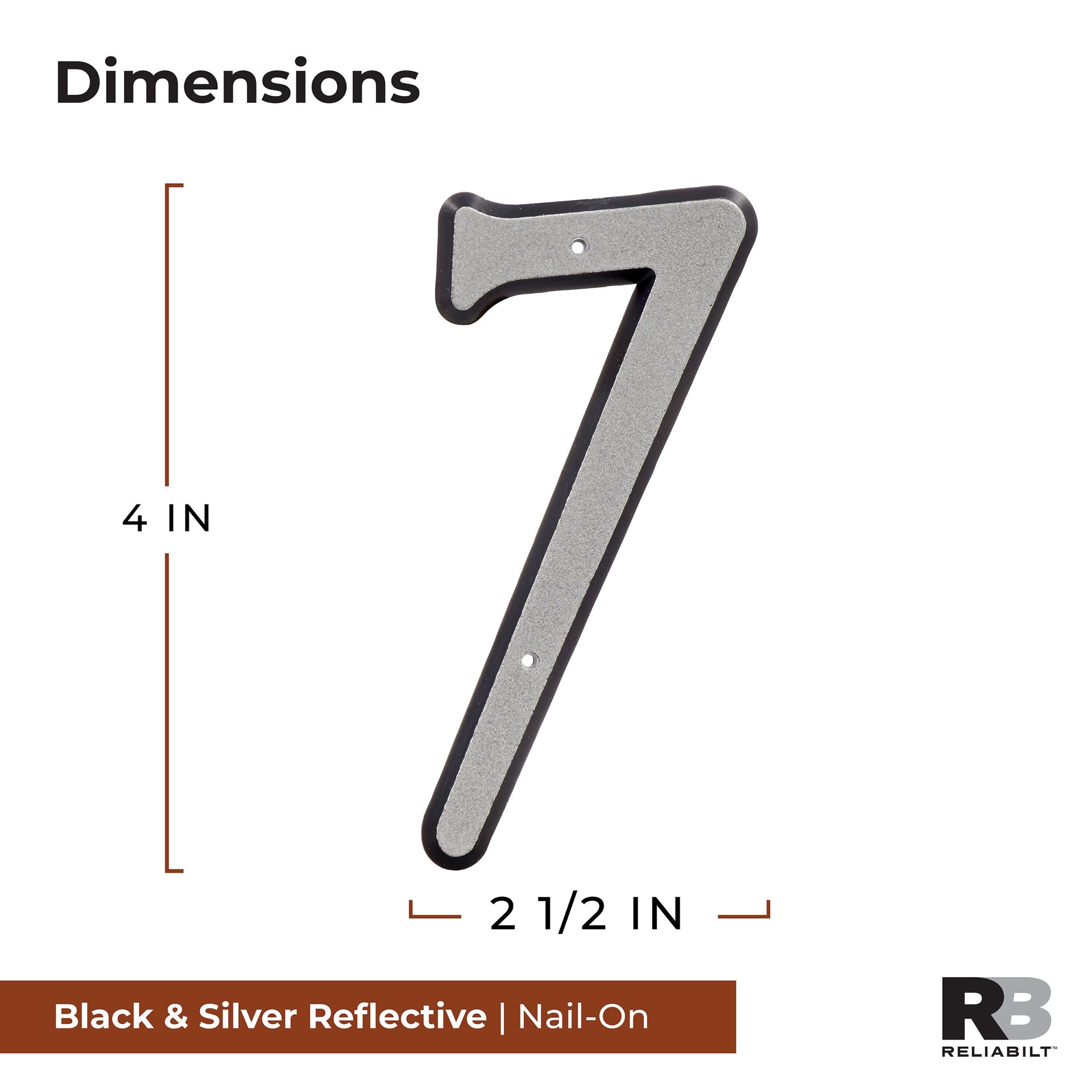 slide 2 of 6, RELIABILT 4-in Reflective Silver Number 7, 1 ct