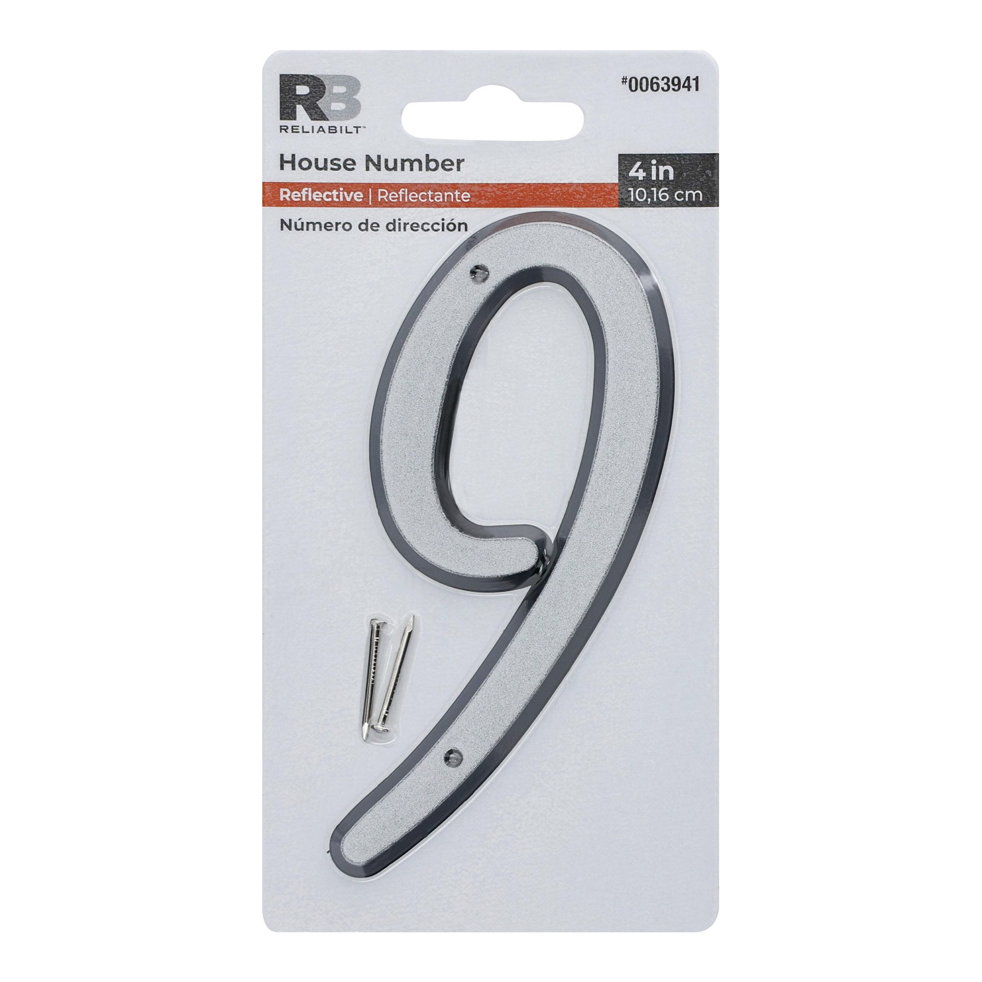 slide 1 of 6, RELIABILT 4-in Reflective Silver Number 9, 1 ct