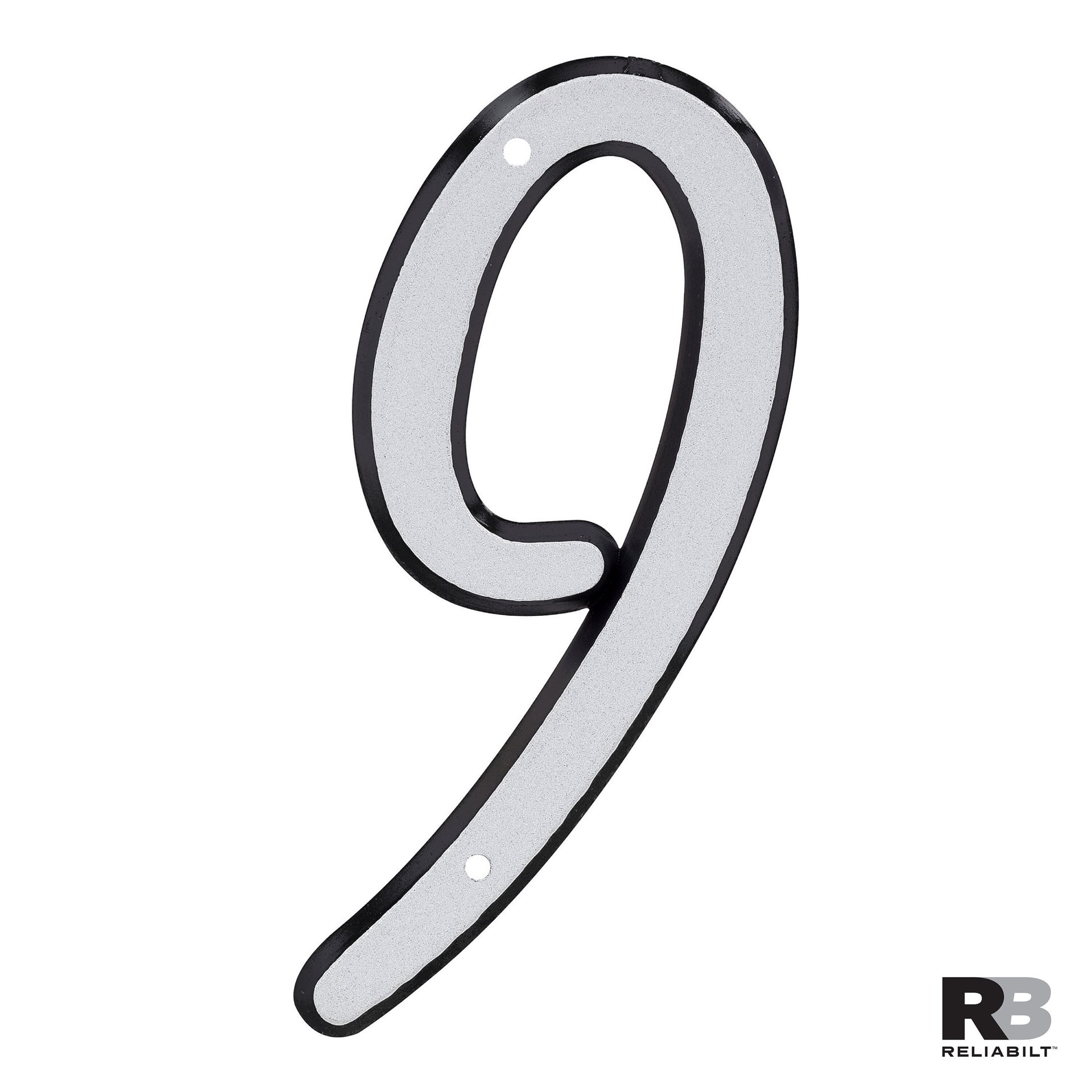 slide 3 of 6, RELIABILT 4-in Reflective Silver Number 9, 1 ct