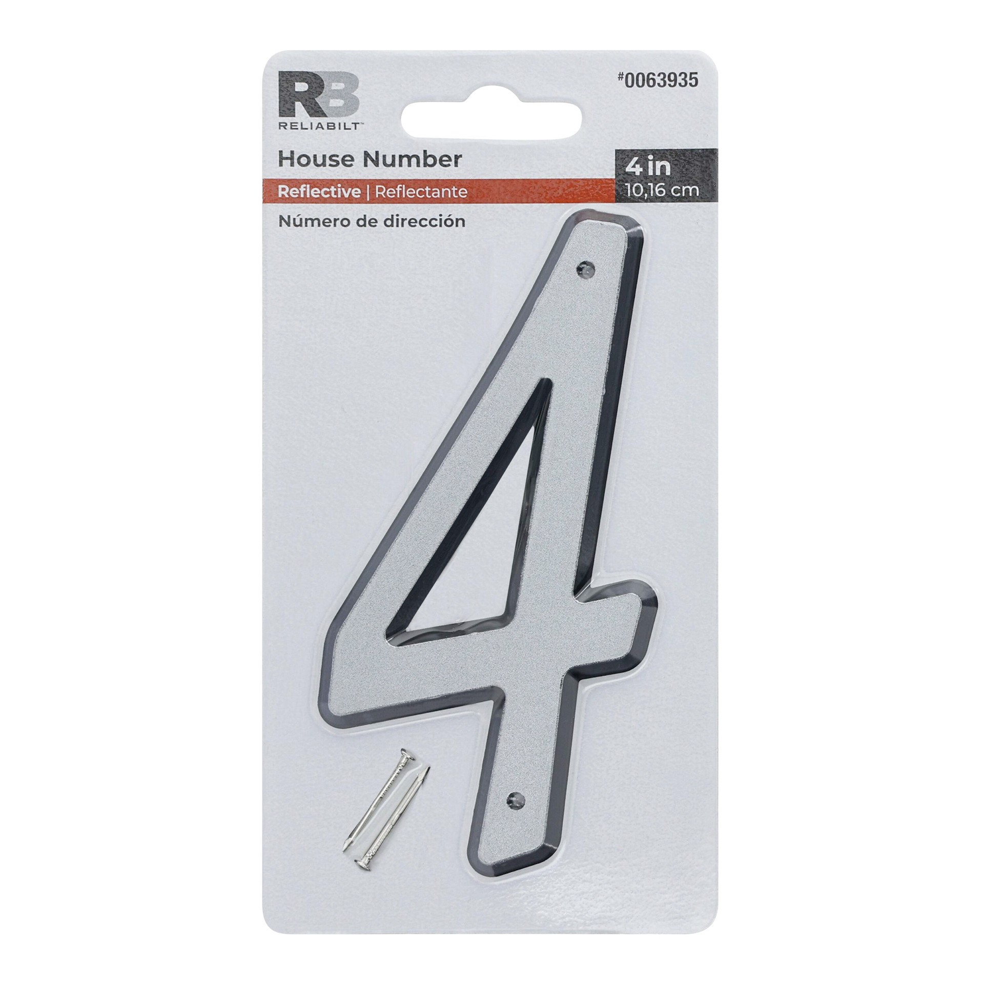 slide 1 of 6, RELIABILT 4-in Reflective Silver Number 4, 1 ct