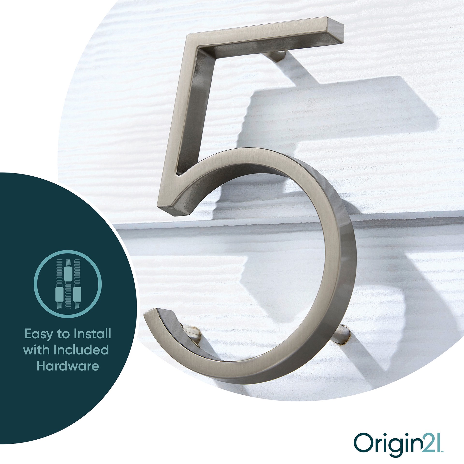 slide 4 of 6, Origin 21 Axel Park 5-in Satin Nickel Number 5, 1 ct