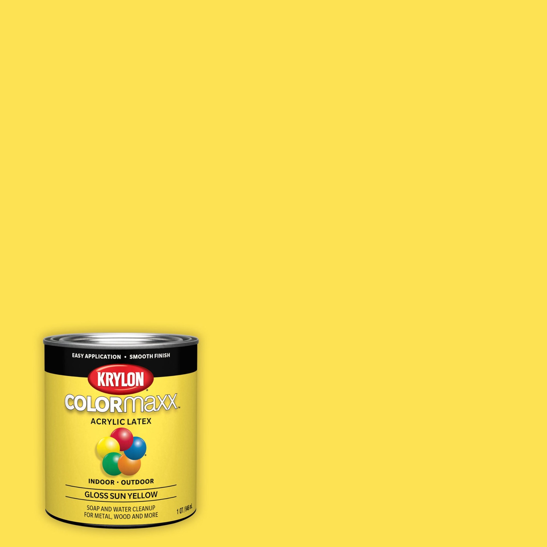 slide 1 of 4, Krylon Gloss Sun Yellow Enamel Acrylic Interior Paint + Primer (1-quart), 