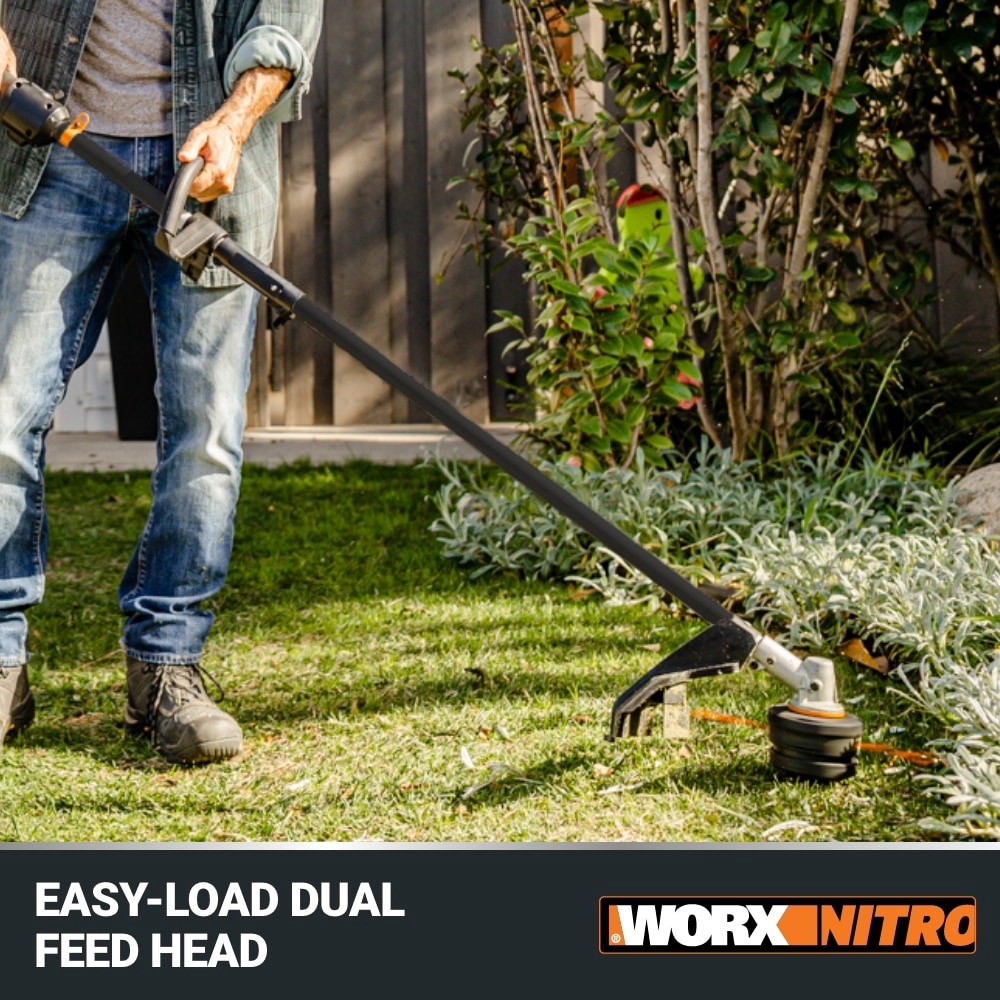 slide 5 of 6, WORX Nitro Power Share Brushless 40-volt 15-in Split Shaft Attachment Capable Battery String Trimmer 4 Ah (Battery Included) (Charger Included), 1 ct