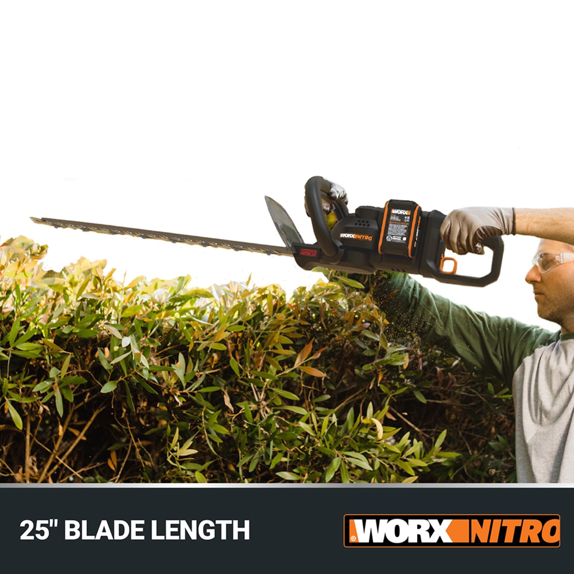 slide 6 of 6, WORX Nitro Power Share 40-volt 25-in Battery Hedge Trimmer 2 Ah Battery Included , Charger Included, 1 ct