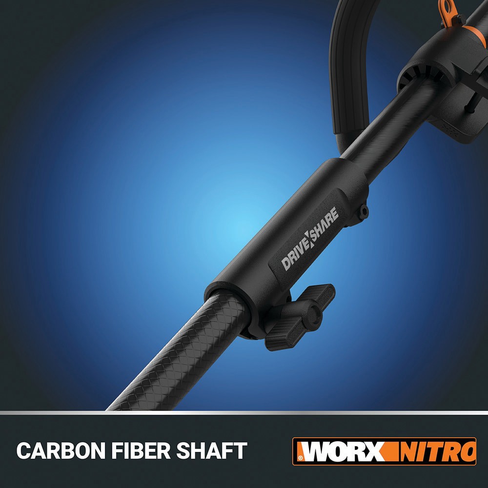 slide 4 of 6, WORX Nitro Power Share Brushless 40-volt 15-in Split Shaft Battery String Trimmer 4 Ah (Battery Included) (Charger Included), 1 ct