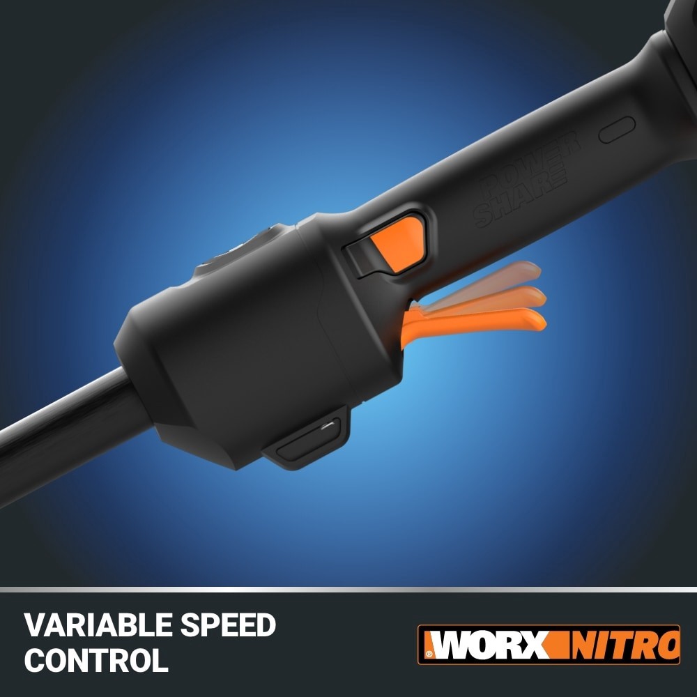 slide 5 of 6, WORX Nitro Power Share Brushless 40-volt 15-in Split Shaft Battery String Trimmer 4 Ah (Battery Included) (Charger Included), 1 ct