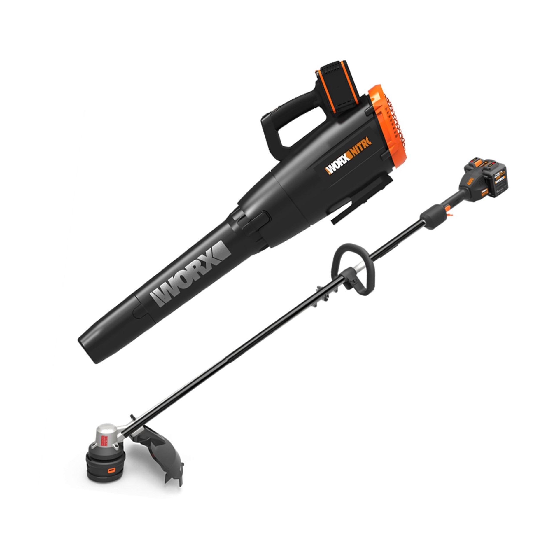 slide 1 of 6, WORX Nitro Power Share 40-volt Cordless Battery String Trimmer and Leaf Blower and 4 Ah (Battery Included) (Charger Included), 1 ct