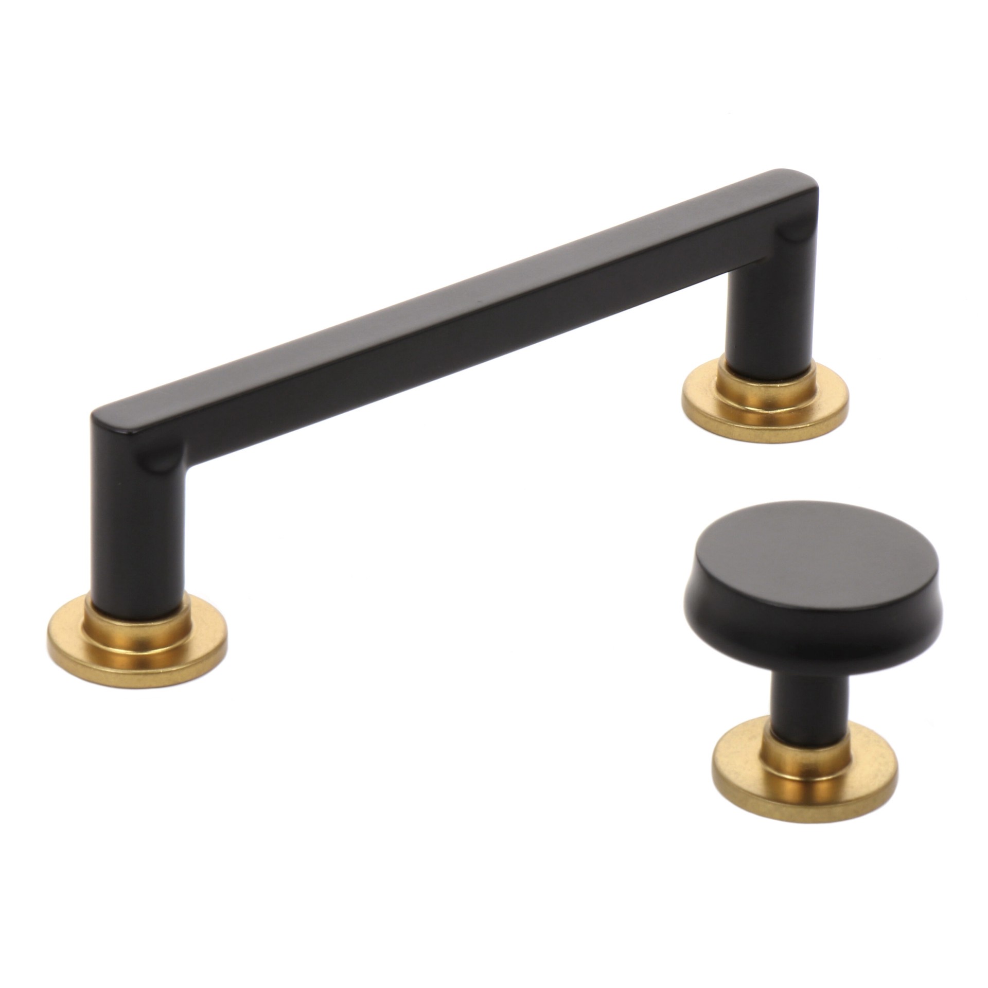 slide 2 of 6, Origin 21 Hilo 3-3/4-in , 96mm Center to Center Matte Black/Brushed Gold Rectangular Bar Drawer Pull, 1 ct