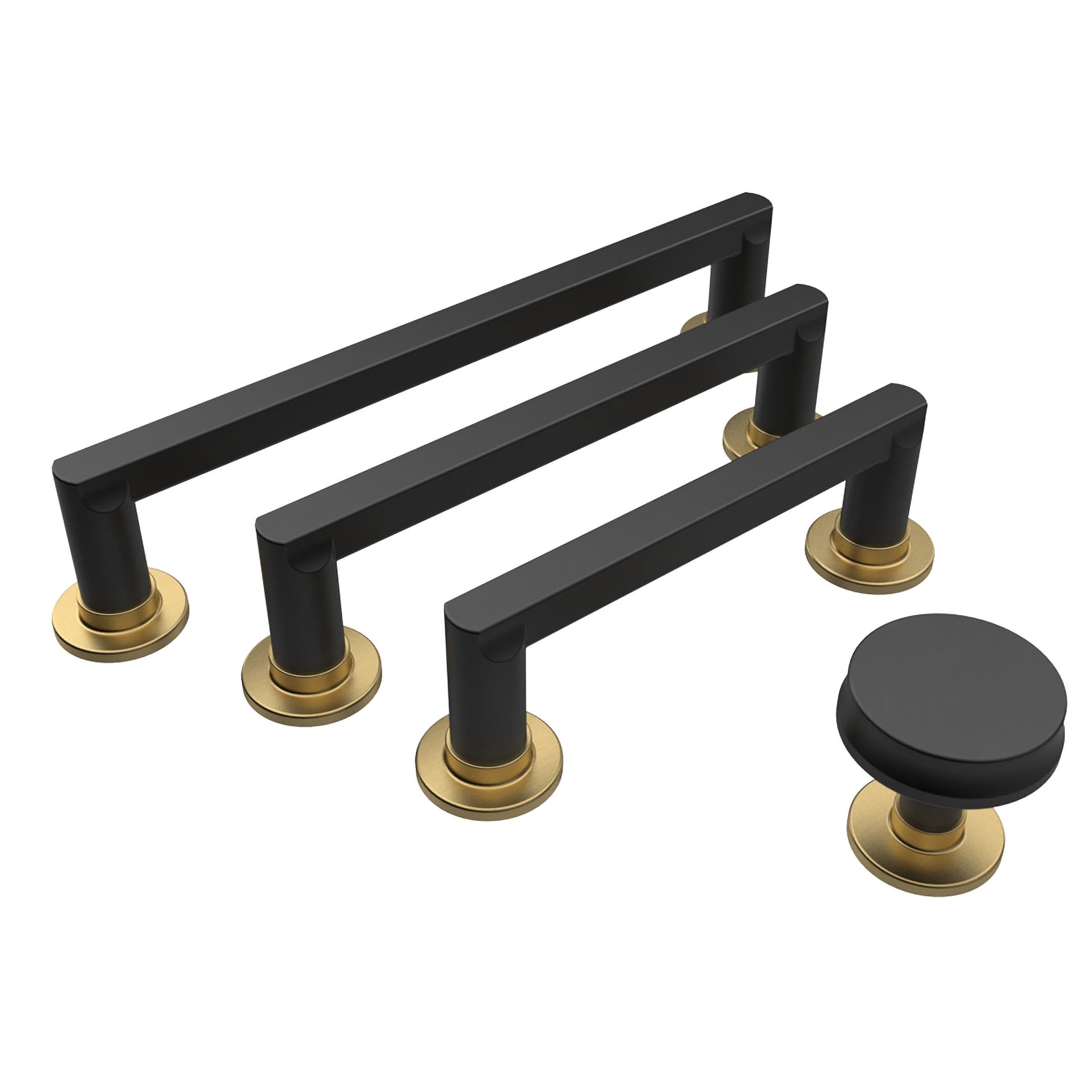 slide 5 of 6, Origin 21 Hilo 3-3/4-in , 96mm Center to Center Matte Black/Brushed Gold Rectangular Bar Drawer Pull, 1 ct