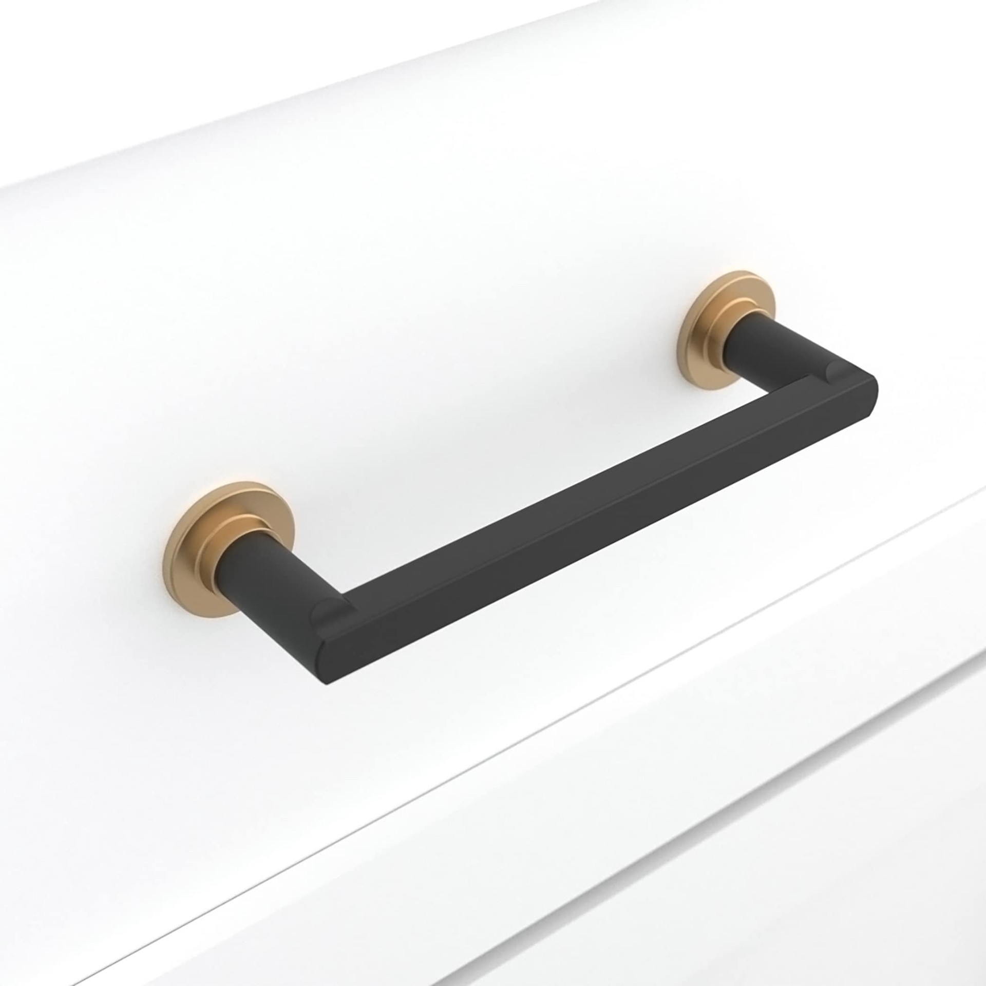 slide 6 of 6, Origin 21 Hilo 3-3/4-in , 96mm Center to Center Matte Black/Brushed Gold Rectangular Bar Drawer Pull, 1 ct