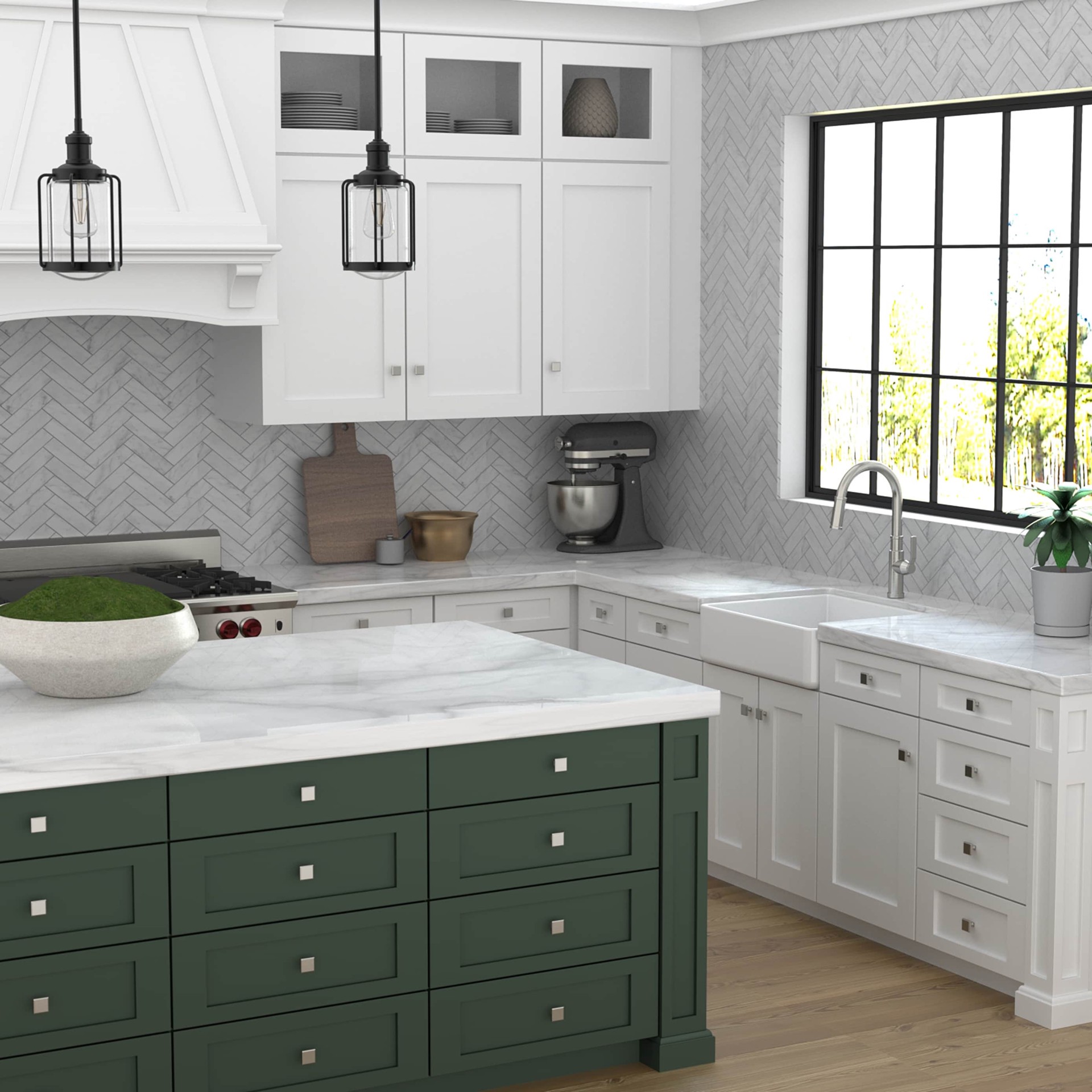 slide 6 of 6, allen + roth Camren 1-1/4-in Satin Nickel Square Traditional Cabinet Knob, 1 ct