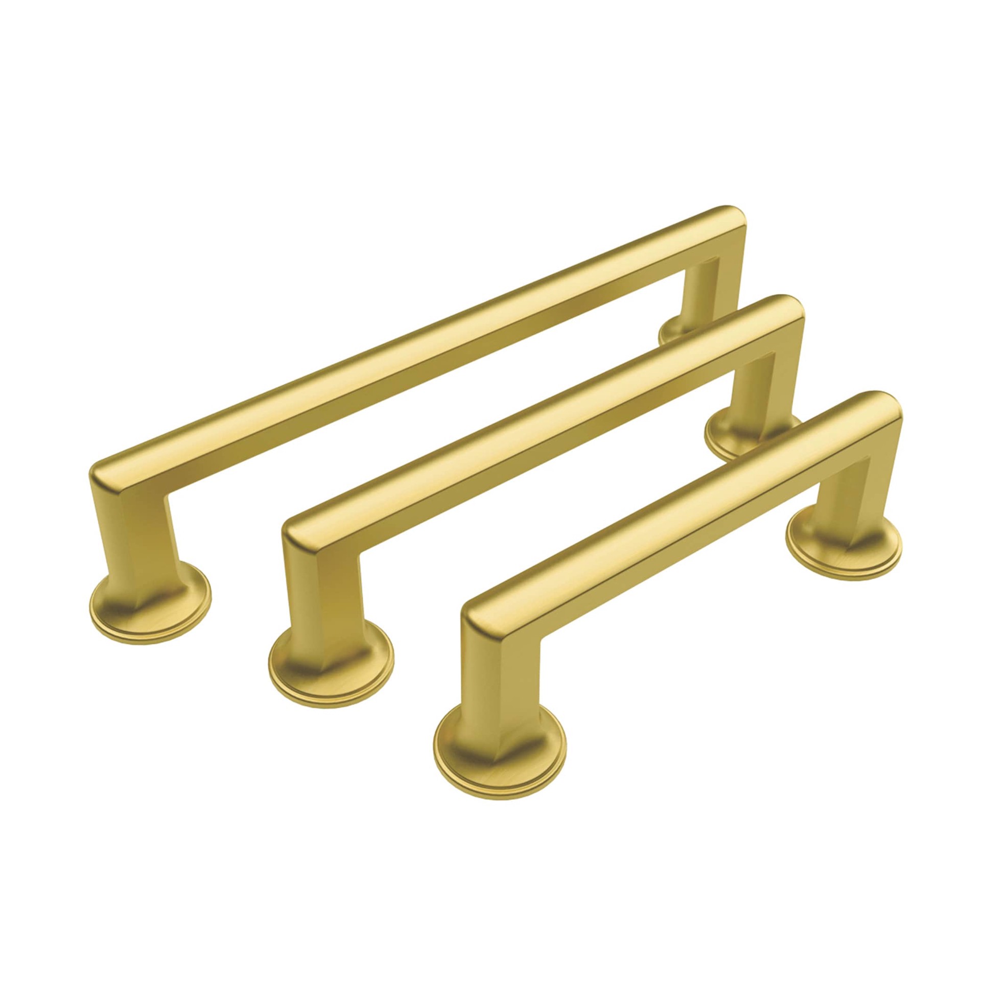 slide 5 of 6, allen + roth Lowder 3-3/4-in , 96mm Center to Center Brushed Gold Rectangular Bar Drawer Pull, 1 ct