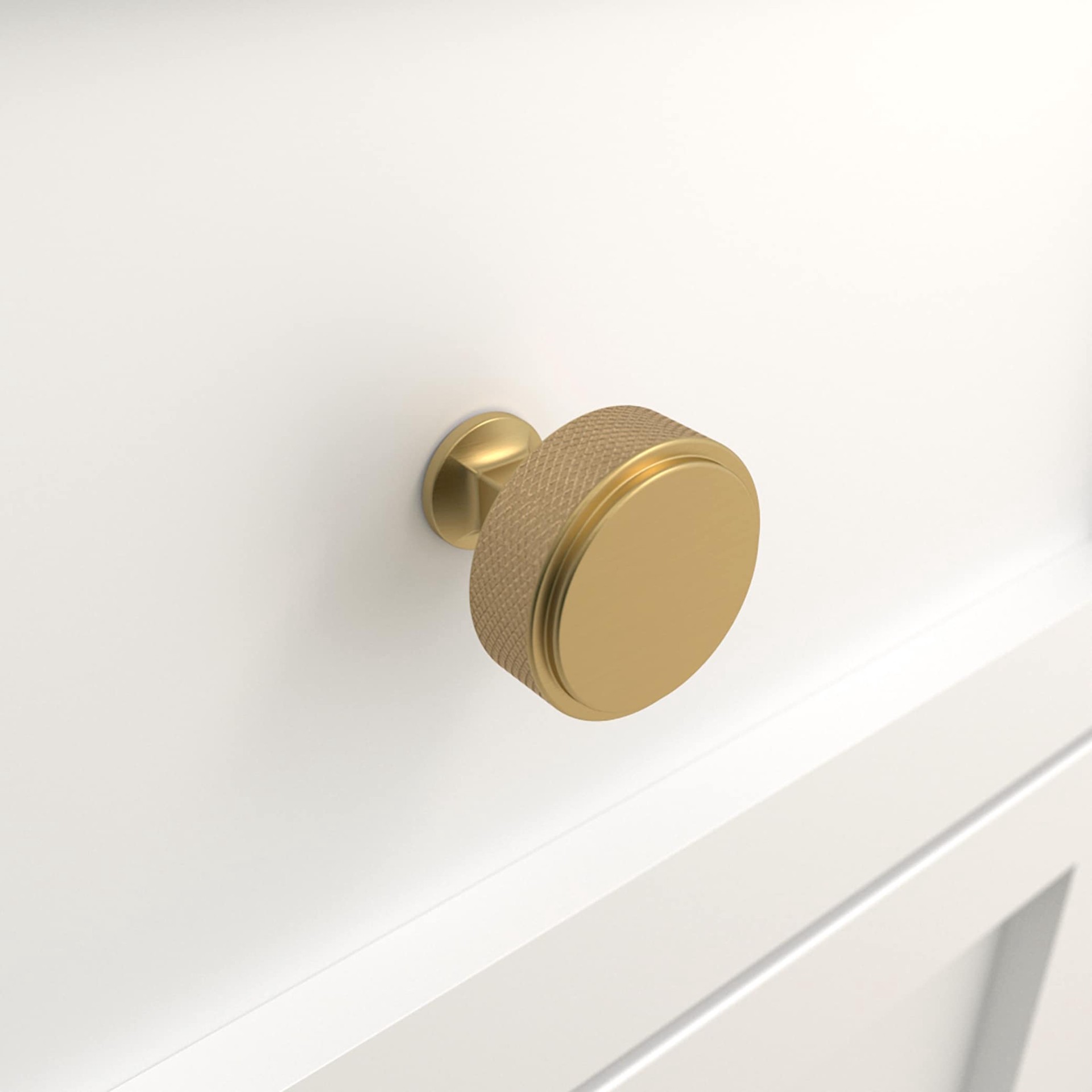 slide 2 of 6, allen + roth Hadley 1-1/4-in Brushed Gold Round Transitional Cabinet Knob, 1 ct