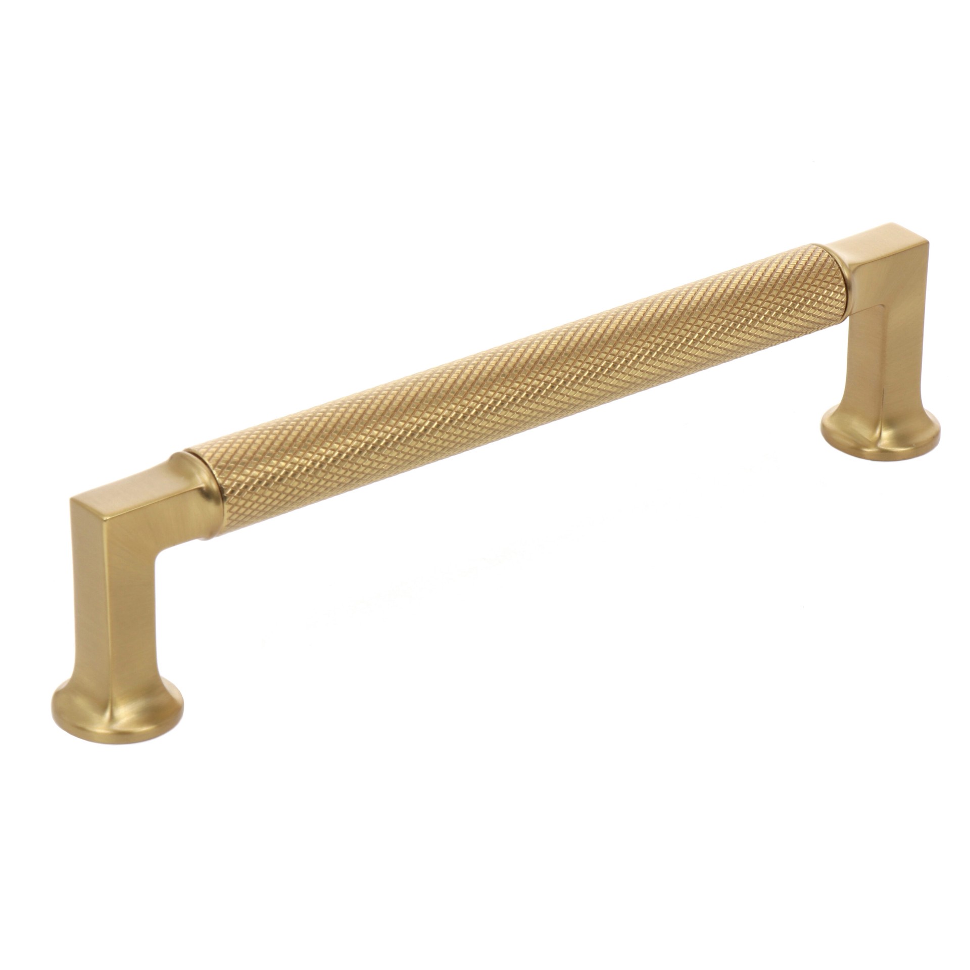 slide 1 of 6, allen + roth HADLEY 5-1/16-in , 128mm Center to Center Brushed Gold Rectangular Bar Drawer Pull, 1 ct
