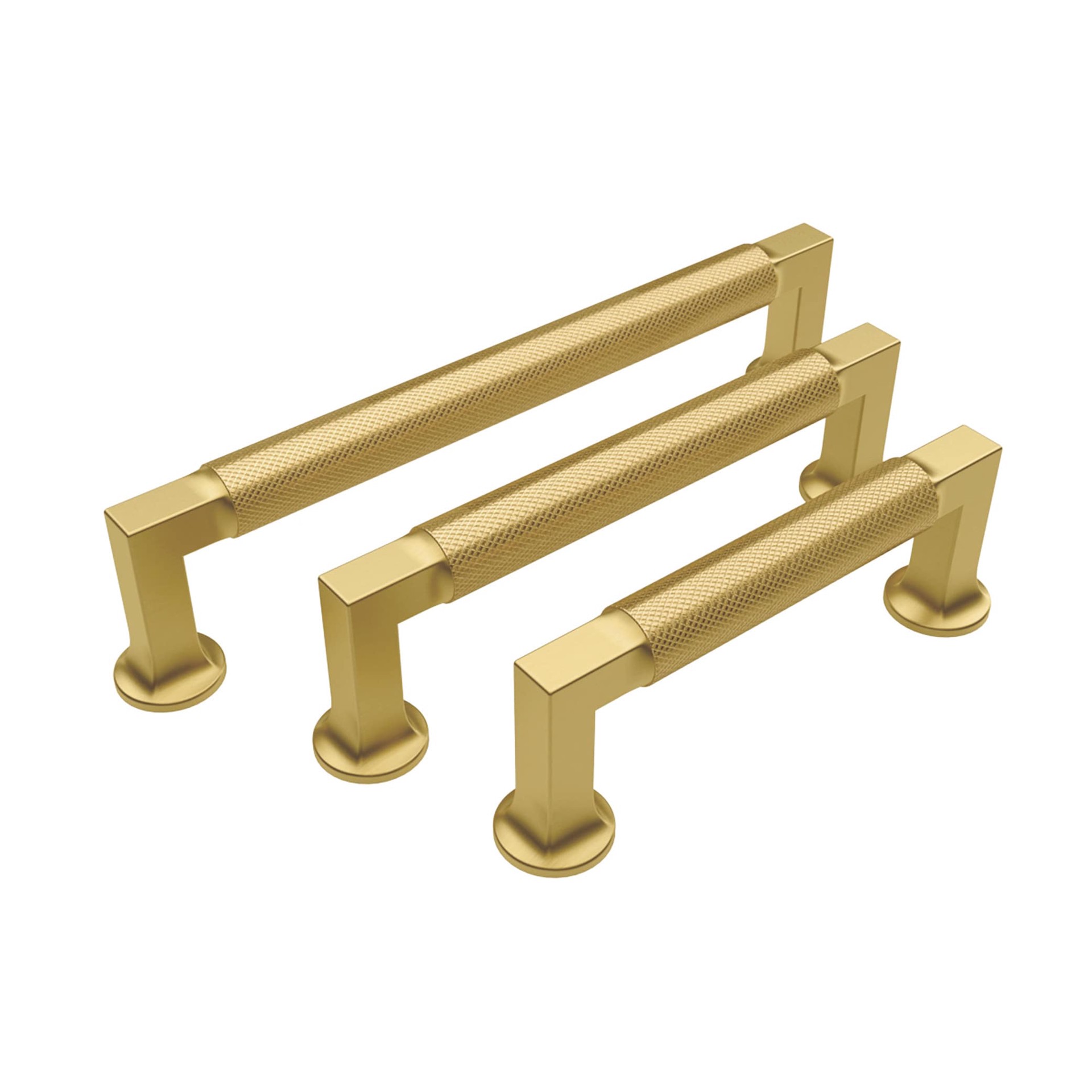 slide 5 of 6, allen + roth HADLEY 5-1/16-in , 128mm Center to Center Brushed Gold Rectangular Bar Drawer Pull, 1 ct