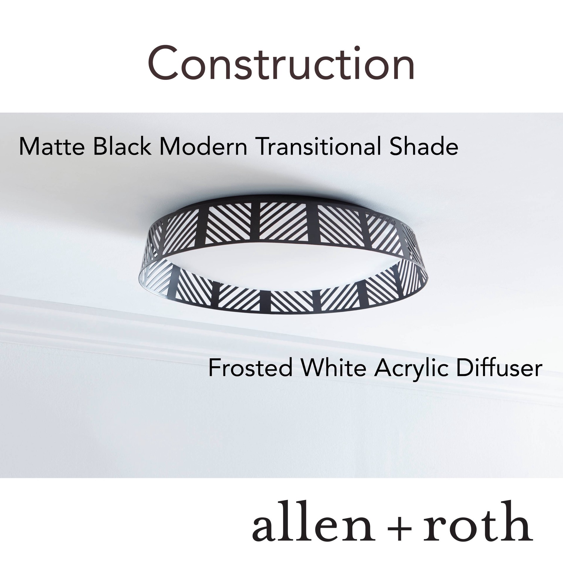 slide 4 of 6, allen + roth Makia 5 CCT 1 -Light 17.5-in Matte Black Integrated LED Flush Mount Light, 1 ct