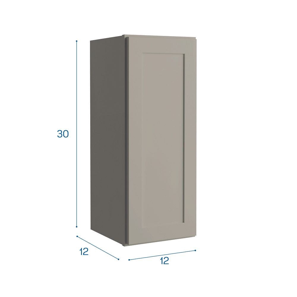 slide 6 of 6, Project Source Burlington 12-in W x 30-in H x 12-in D Gray Wall Fully Assembled Cabinet Recessed Panel Shaker, 1 ct