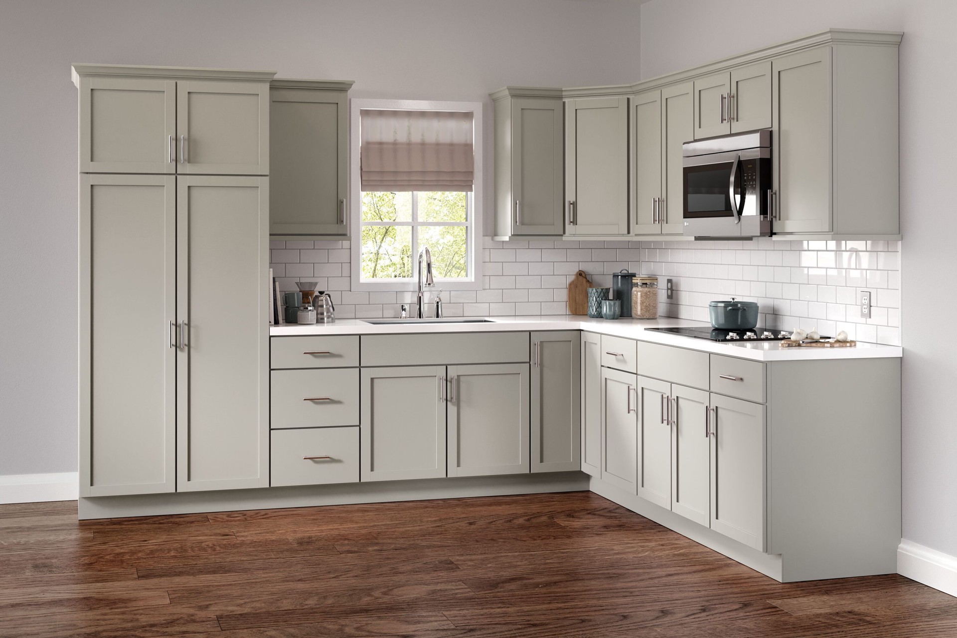 slide 6 of 6, Project Source Burlington Cabinet End Panel 3-in W x 34.5-in H x 24-in D Gray Laminate (Dishwasher Cabinet End Panel), 1 ct