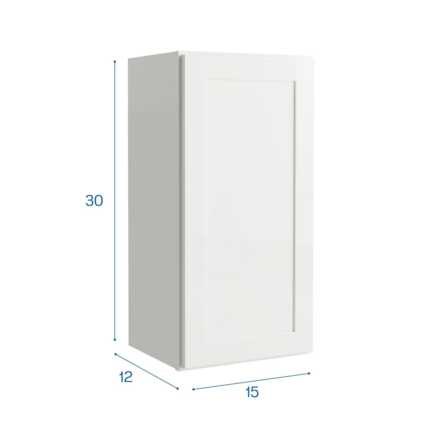 slide 6 of 6, Project Source Conway 15-in W x 30-in H x 12-in D White Wall Fully Assembled Cabinet Recessed Panel Shaker, 1 ct