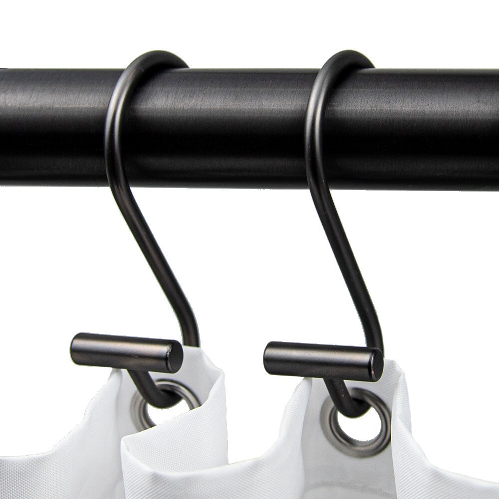 slide 2 of 3, allen + roth Oil Rubbed Bronze Stainless Steel Single Shower Curtain Hooks (12-Pack), 1 ct