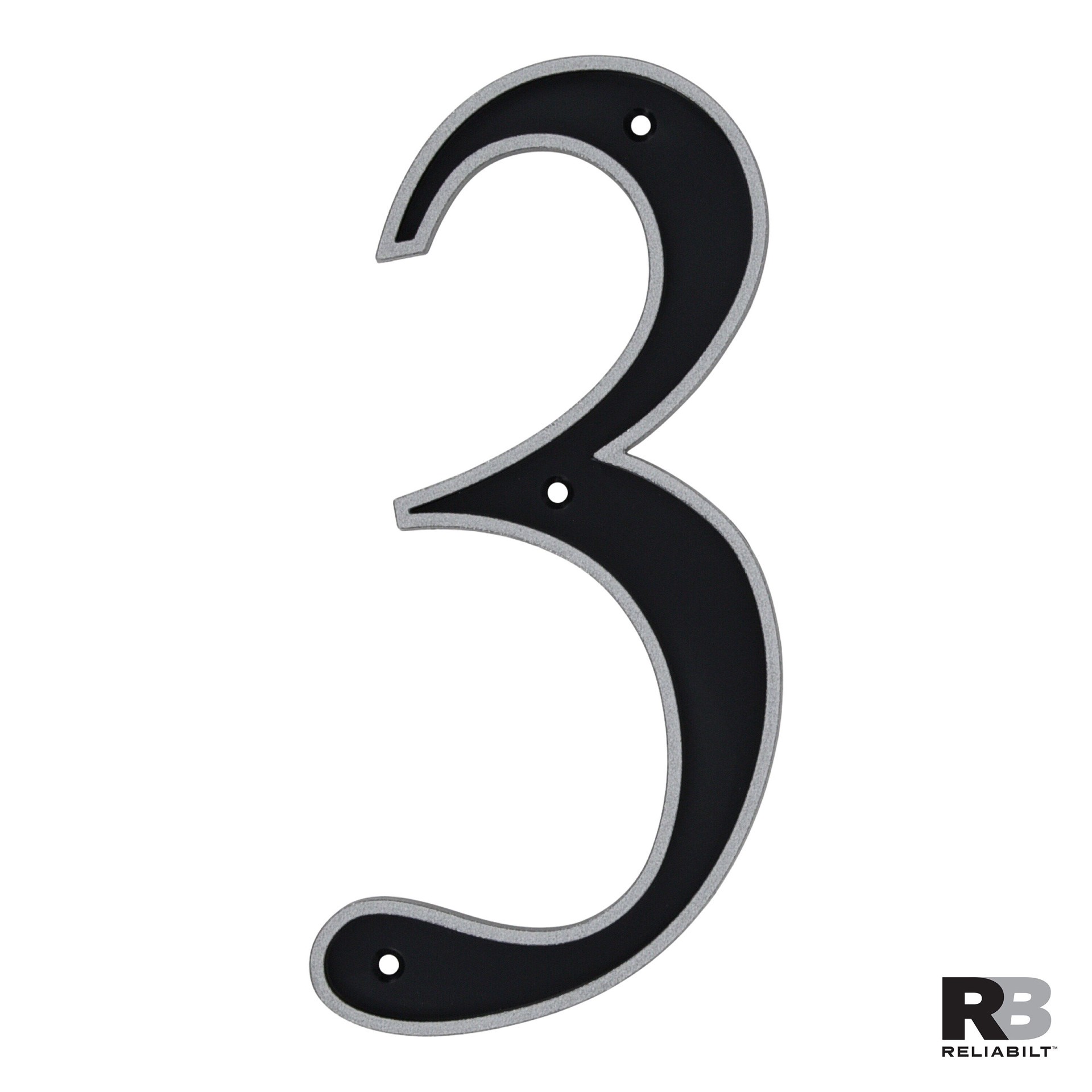 slide 3 of 6, RELIABILT 6-in Reflective Black Number 3, 1 ct