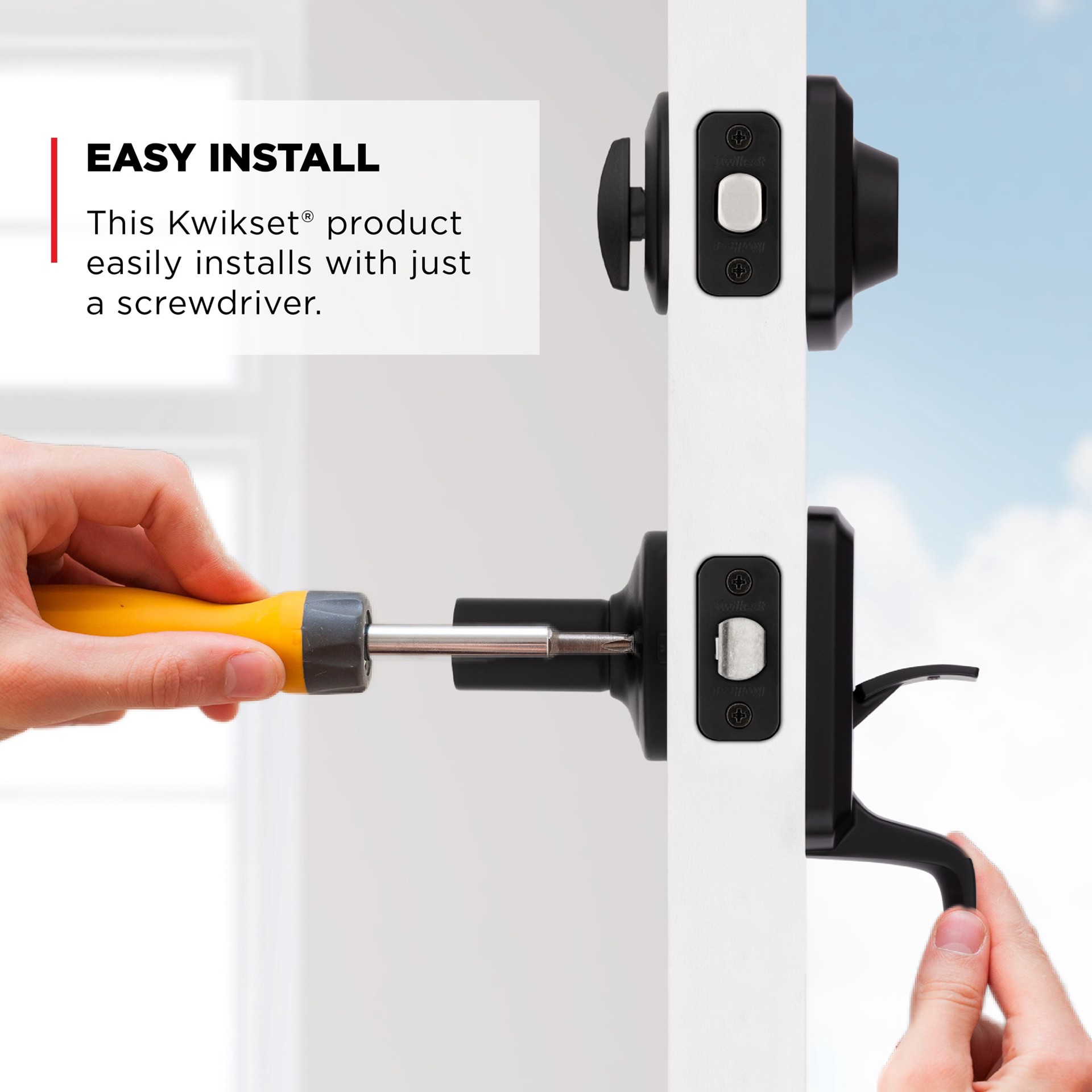 slide 3 of 6, Kwikset Henley Matte Black Exterior Single-Cylinder Deadbolt and Keyed Entry Door Handleset ft. SmartKey Security, 1 ct