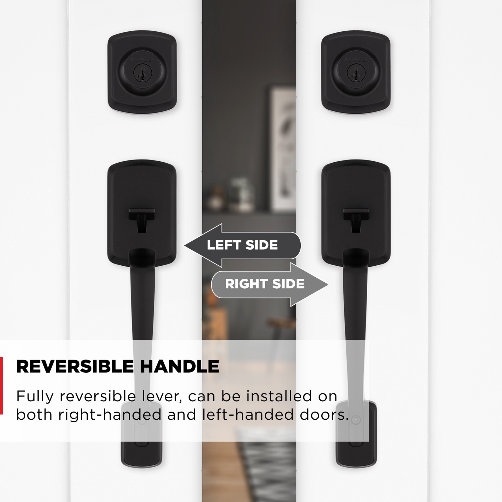 slide 5 of 6, Kwikset Henley Matte Black Exterior Single-Cylinder Deadbolt and Keyed Entry Door Handleset ft. SmartKey Security, 1 ct