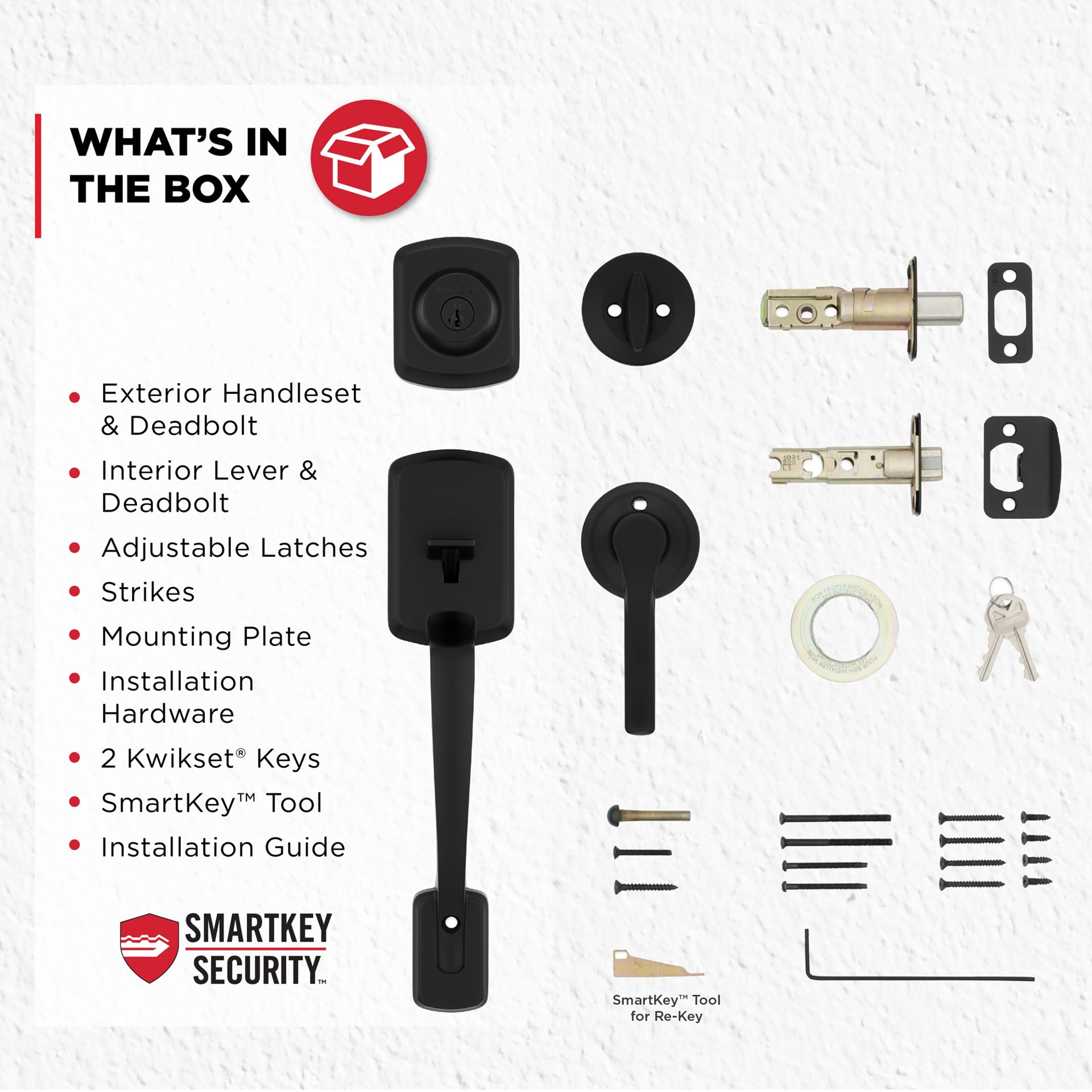 slide 6 of 6, Kwikset Henley Matte Black Exterior Single-Cylinder Deadbolt and Keyed Entry Door Handleset ft. SmartKey Security, 1 ct