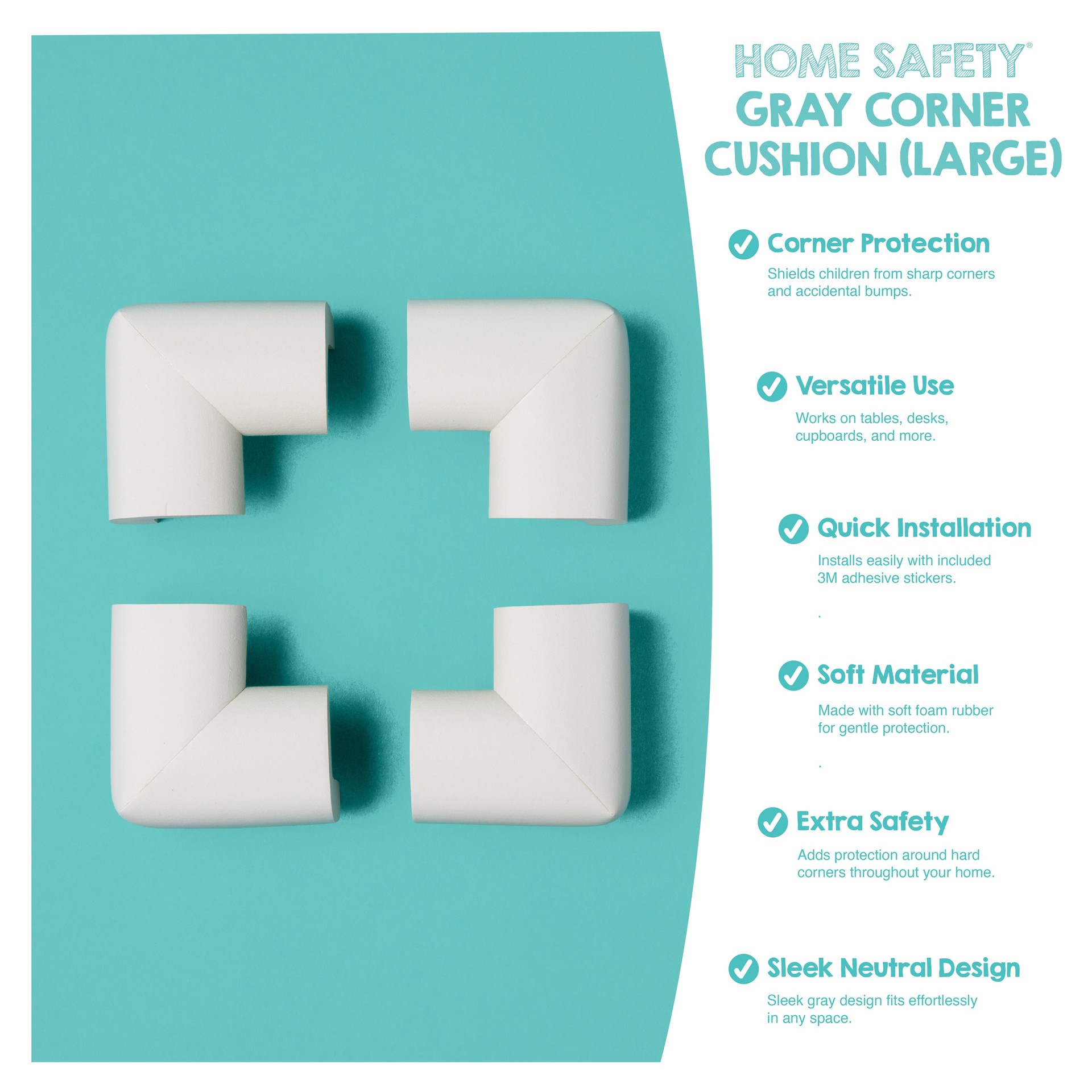 slide 5 of 6, Regalo Home Safety Large Gray Corner cushion 4 -Pack, 1 ct