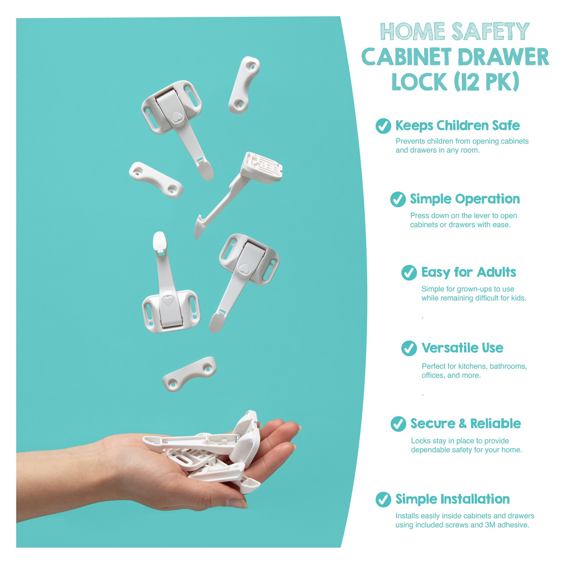 slide 4 of 6, Regalo Home Safety White Cabinet locks 12 -Pack, 1 ct