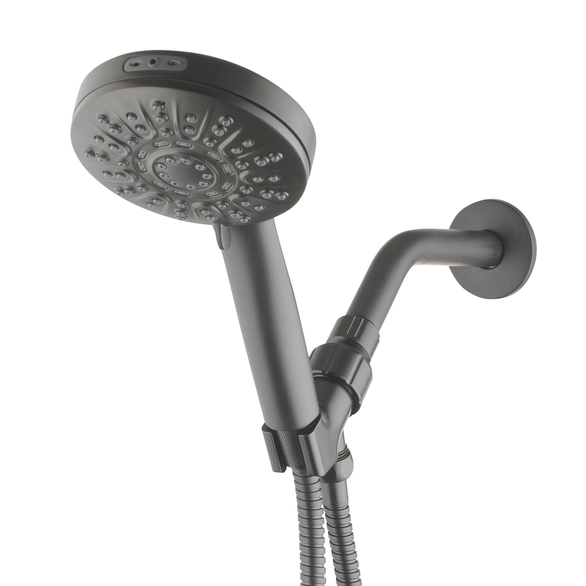 slide 2 of 6, allen + roth Nevis 6 -Spray Matte Black 3.5-in Round Handheld Shower Head 1.8 GPM, 1 ct