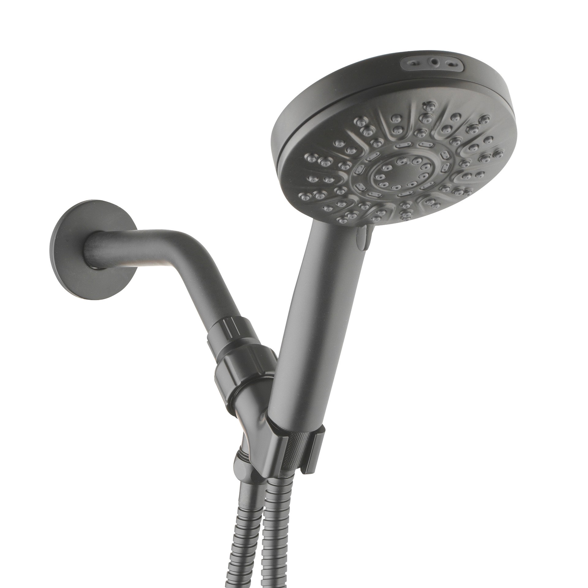 slide 3 of 6, allen + roth Nevis 6 -Spray Matte Black 3.5-in Round Handheld Shower Head 1.8 GPM, 1 ct