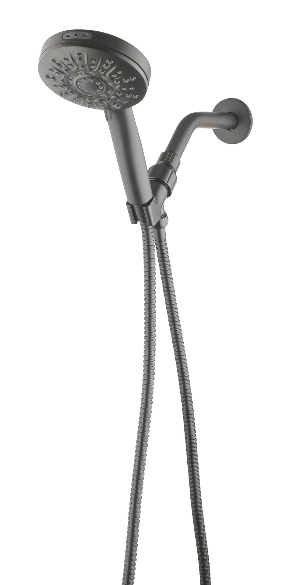 slide 4 of 6, allen + roth Nevis 6 -Spray Matte Black 3.5-in Round Handheld Shower Head 1.8 GPM, 1 ct