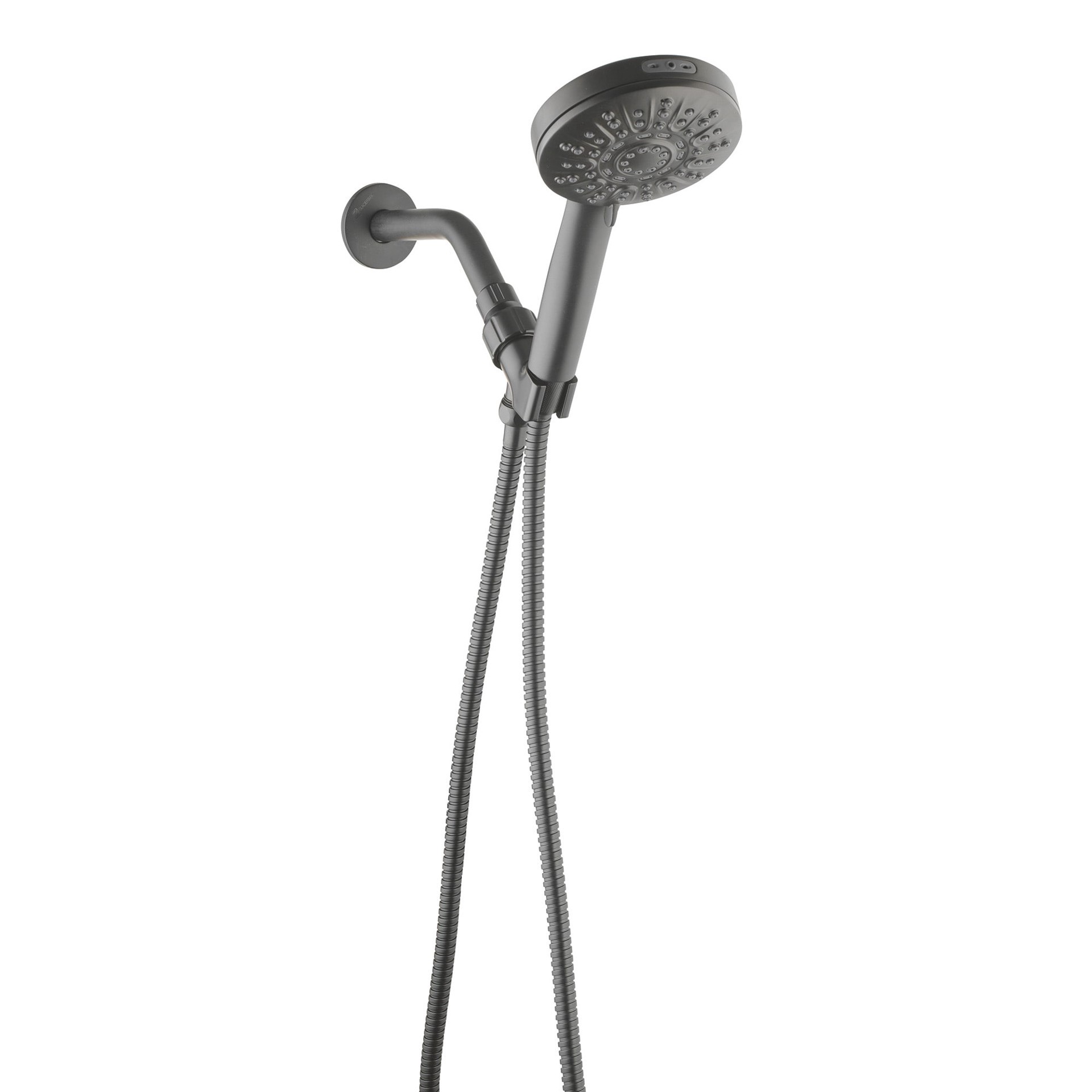 slide 1 of 6, allen + roth Nevis 6 -Spray Matte Black 3.5-in Round Handheld Shower Head 1.8 GPM, 1 ct