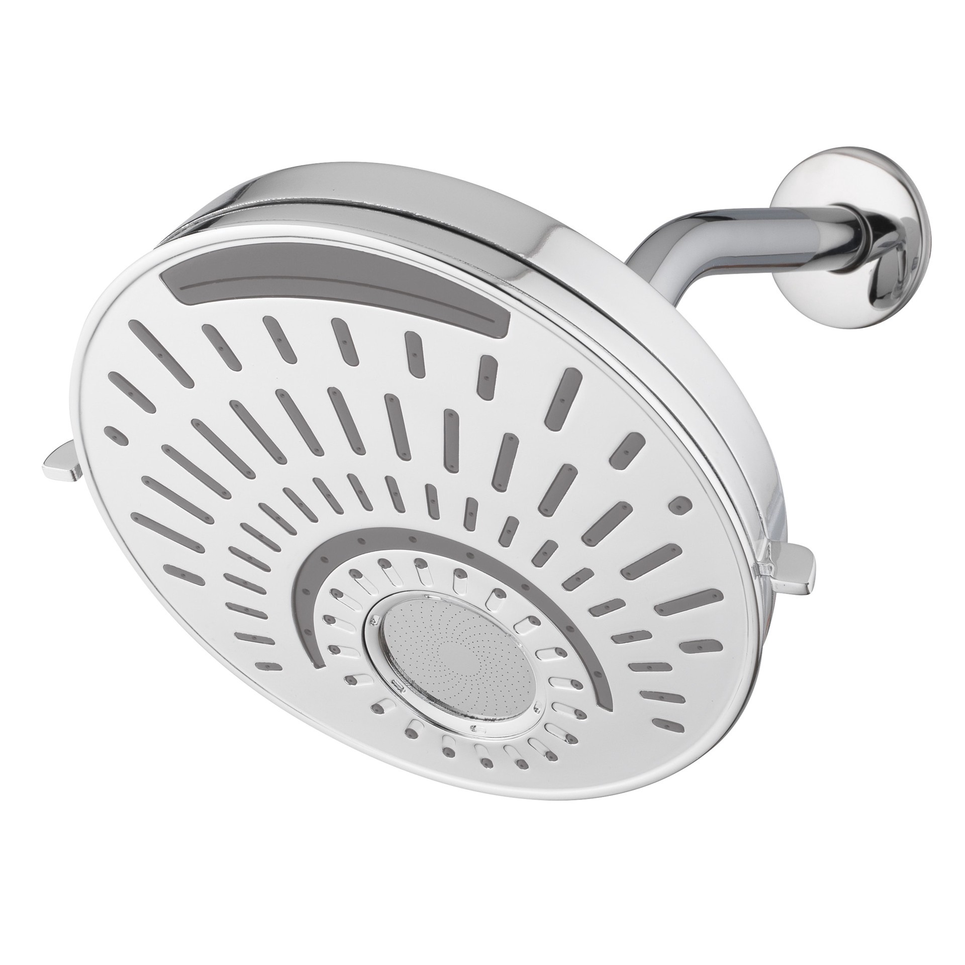 slide 1 of 6, allen + roth Nottingham 5 -Spray Chrome 8-in Round Shower Head 1.8 GPM, 1 ct