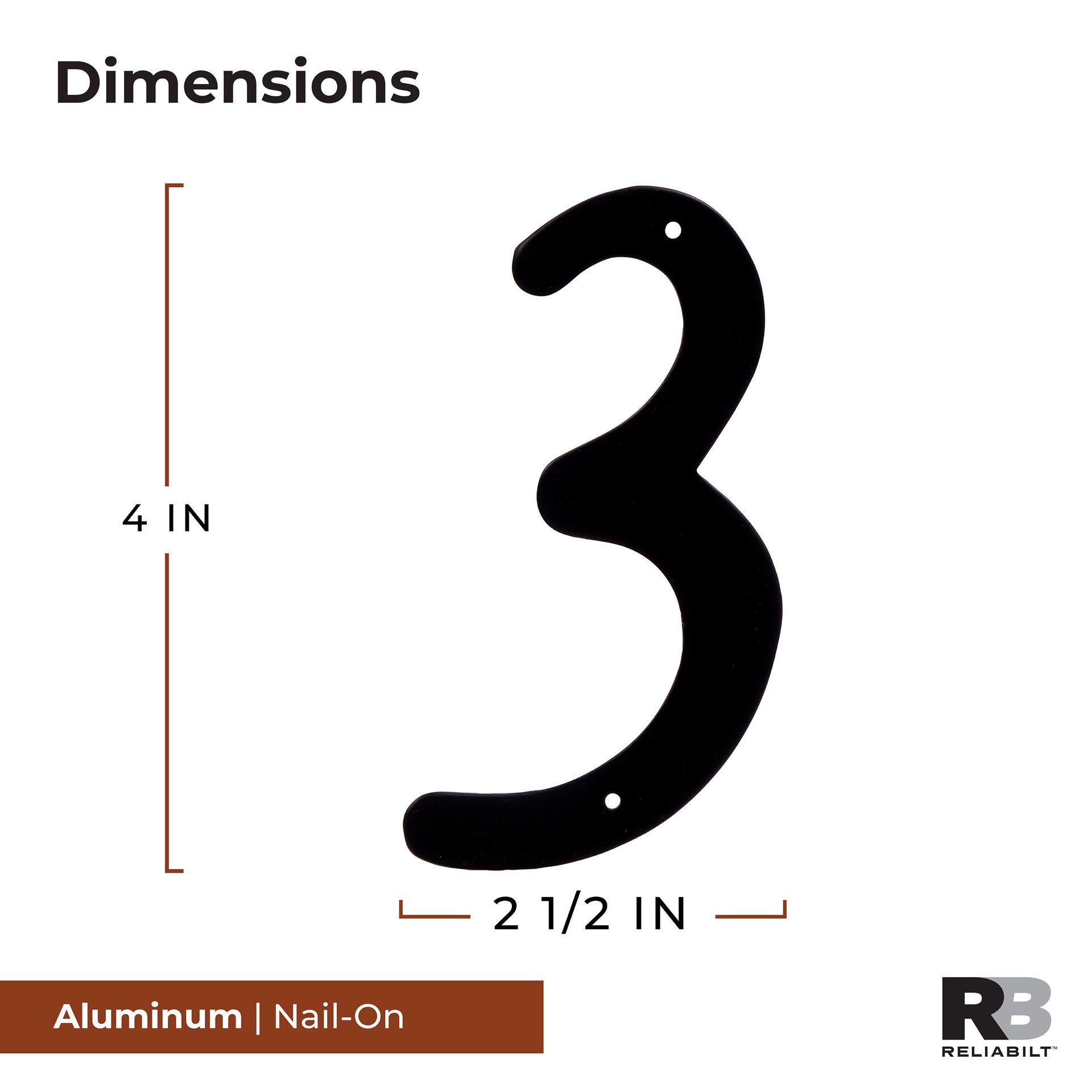 slide 2 of 6, RELIABILT 4-in Black Number 3, 1 ct