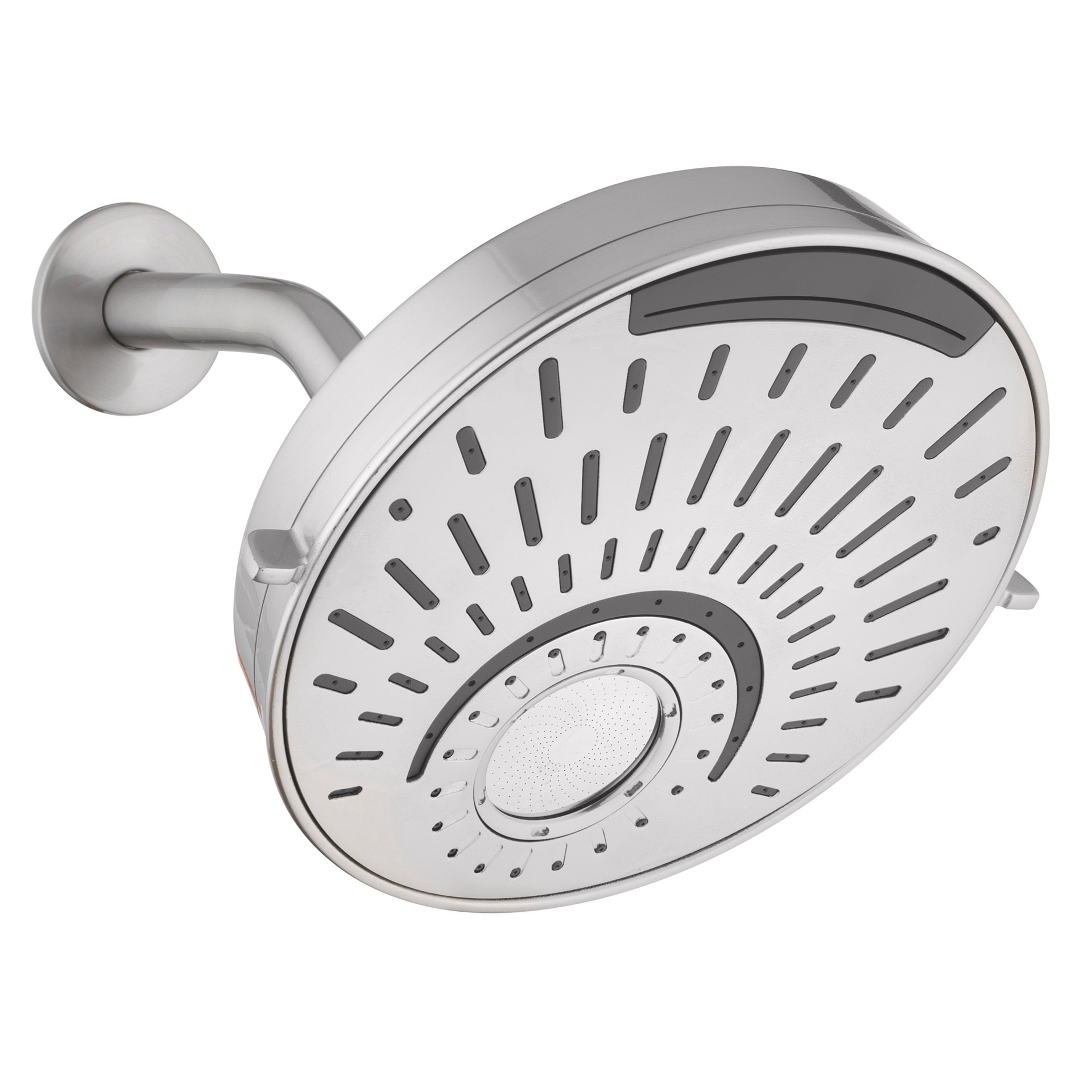 slide 3 of 6, allen + roth Nottingham 5 -Spray Brushed Nickel 8-in Round Shower Head 1.8 GPM, 1 ct